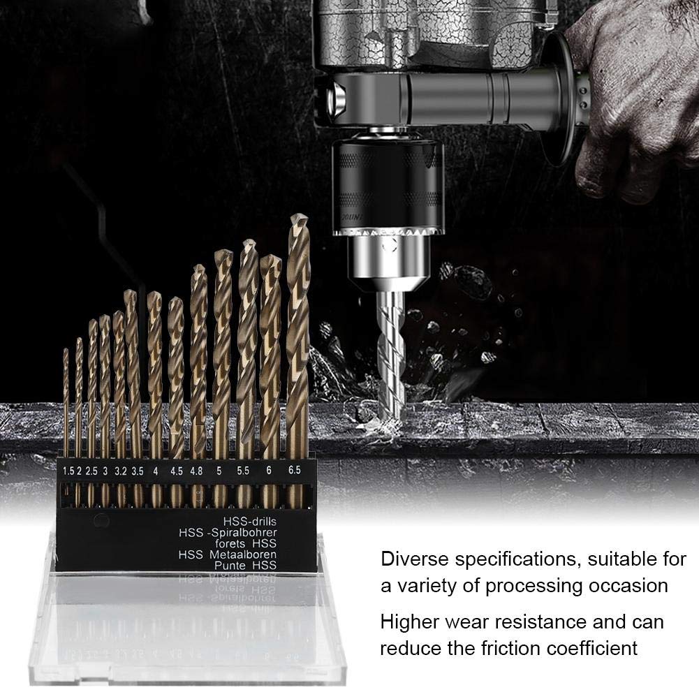 13Pcs HSS-CO Twisted Drill Bit Set with Straight Handle - High Speed Steel Cobalt Drill Bits for Home DIY, Engineering, Construction & Metal/Plastic/Wood Drilling - Perfect for General Repairs, Furniture Assembly & Workshop Projects