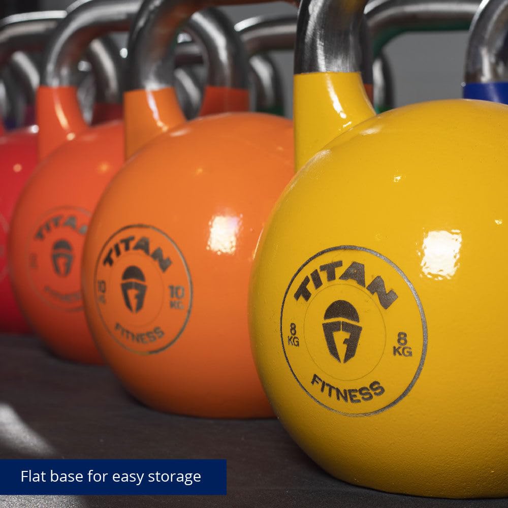 Titan Fitness Competition Kettlebell - Single Piece Cast Iron, KG Markings for Weightlifting, Strength Training & Full Body Workout | Perfect for Home Gym, CrossFit & Functional Fitness Training