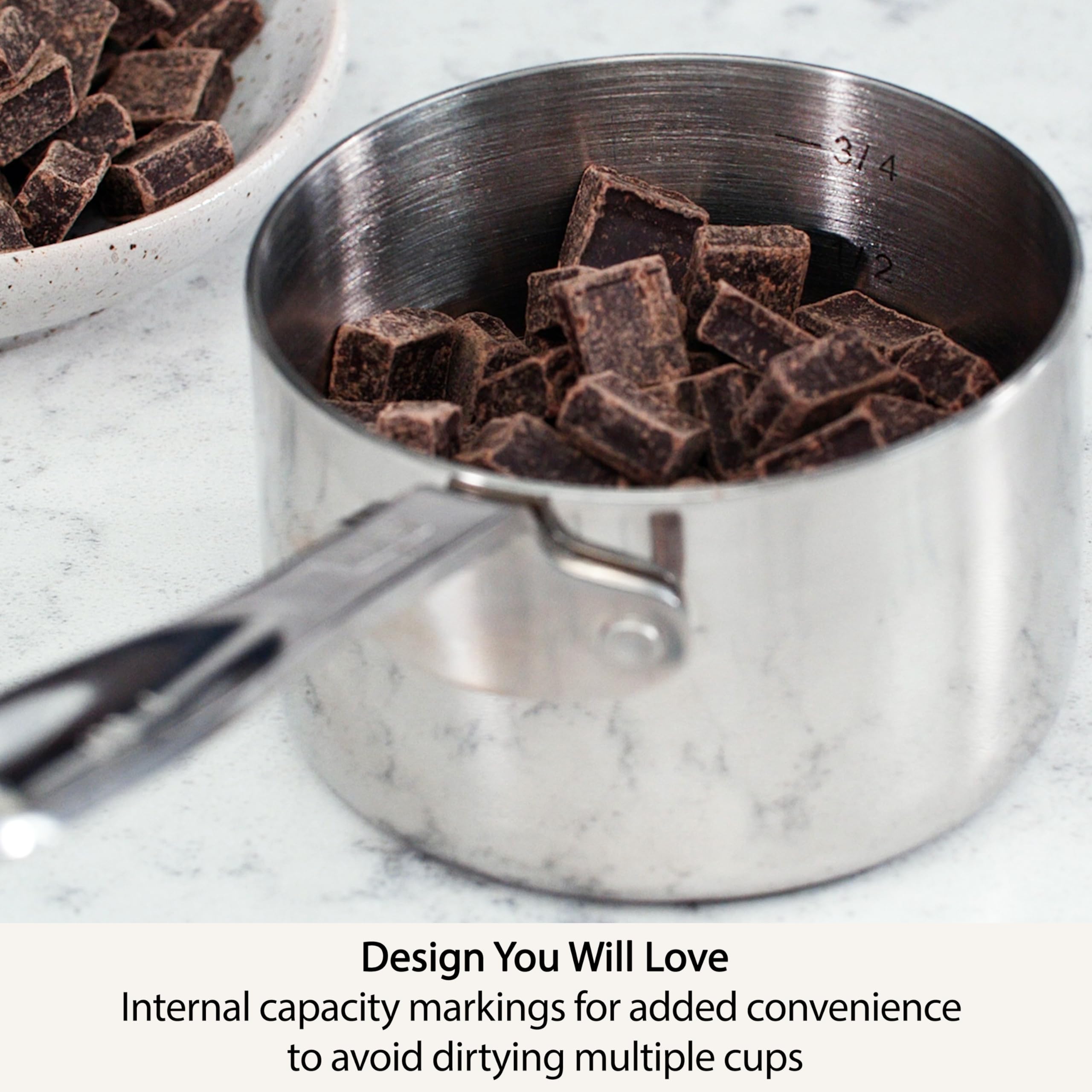 All-Clad Stainless Steel Measuring Cup Set - 5-Piece Kitchen Measuring Cups for Baking & Cooking - Dishwasher Safe Cookware Accessories - Perfect for Home Chefs & Professional Kitchens