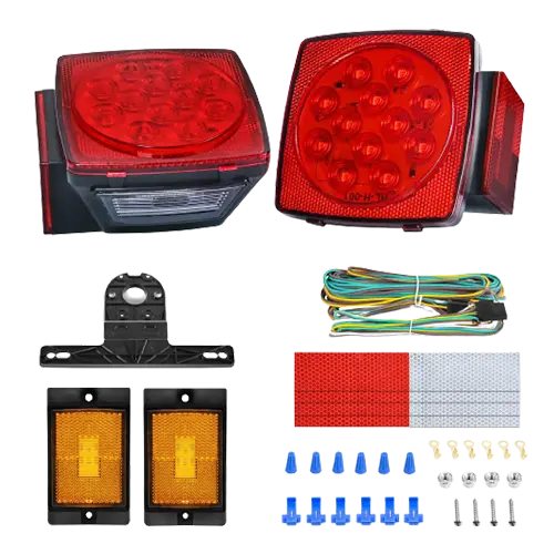 Waterproof Square LED Trailer Lights Kit (Pair) - Submersible, Durable & Bright for Boats, Trailers, RVs - Perfect for Marine, Off-Road & Towing Applications