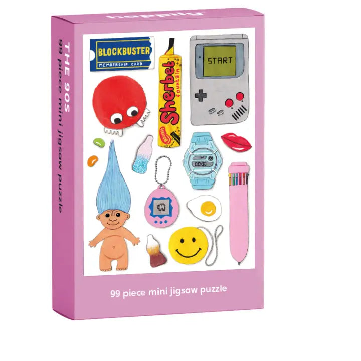 90's Nostalgia Mini Jigsaw Puzzle - 99 Piece Retro Puzzle for Adults & Kids - Perfect for Family Game Night, Party Favors & Stress Relief