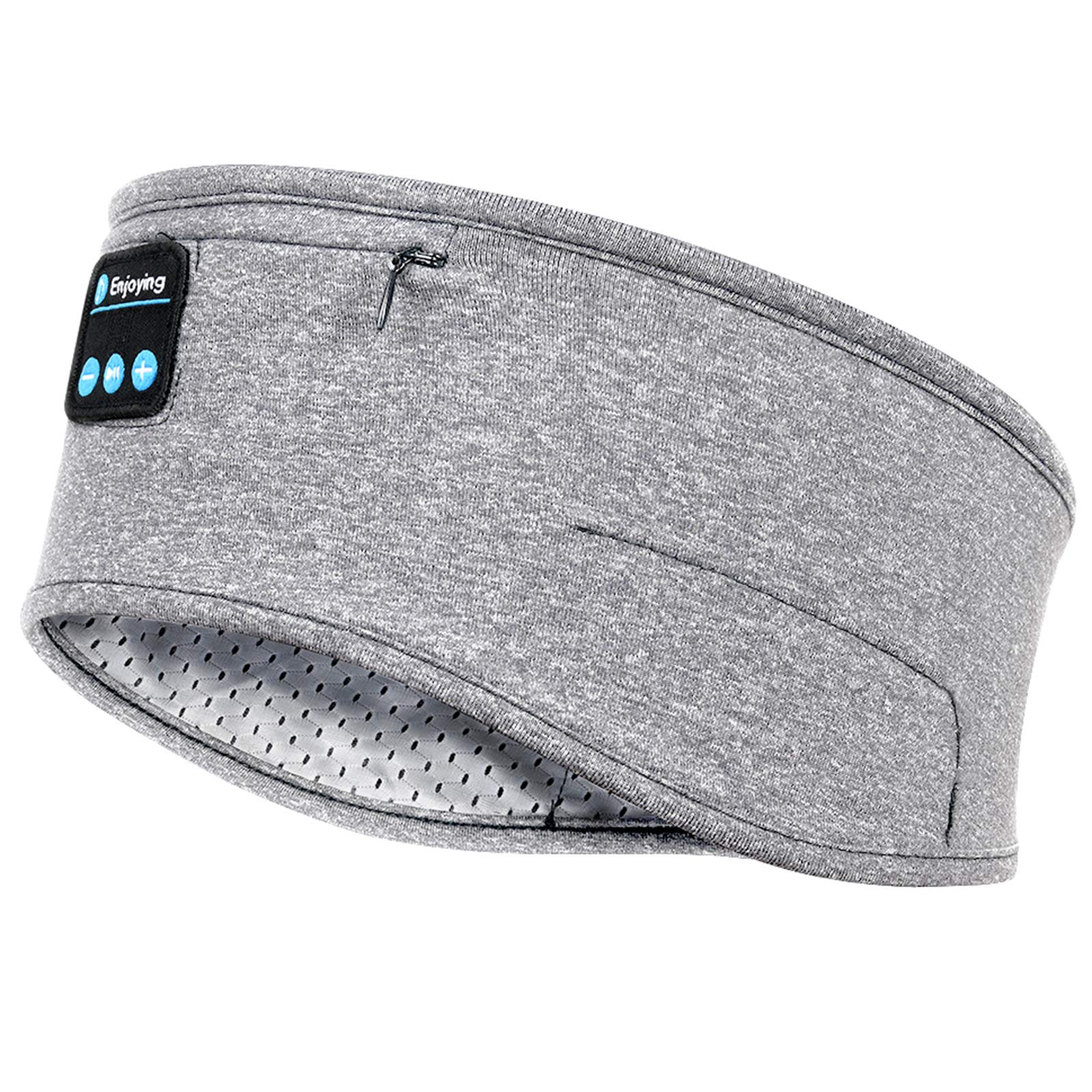 SKYEOL Wireless Sleep Headphones Headband with Zip Pocket - Ultra-Thin HD Stereo Speakers for Side Sleepers, Sports & Meditation (Grey) - Perfect for Nighttime Relaxation, Yoga, Jogging and Travel
