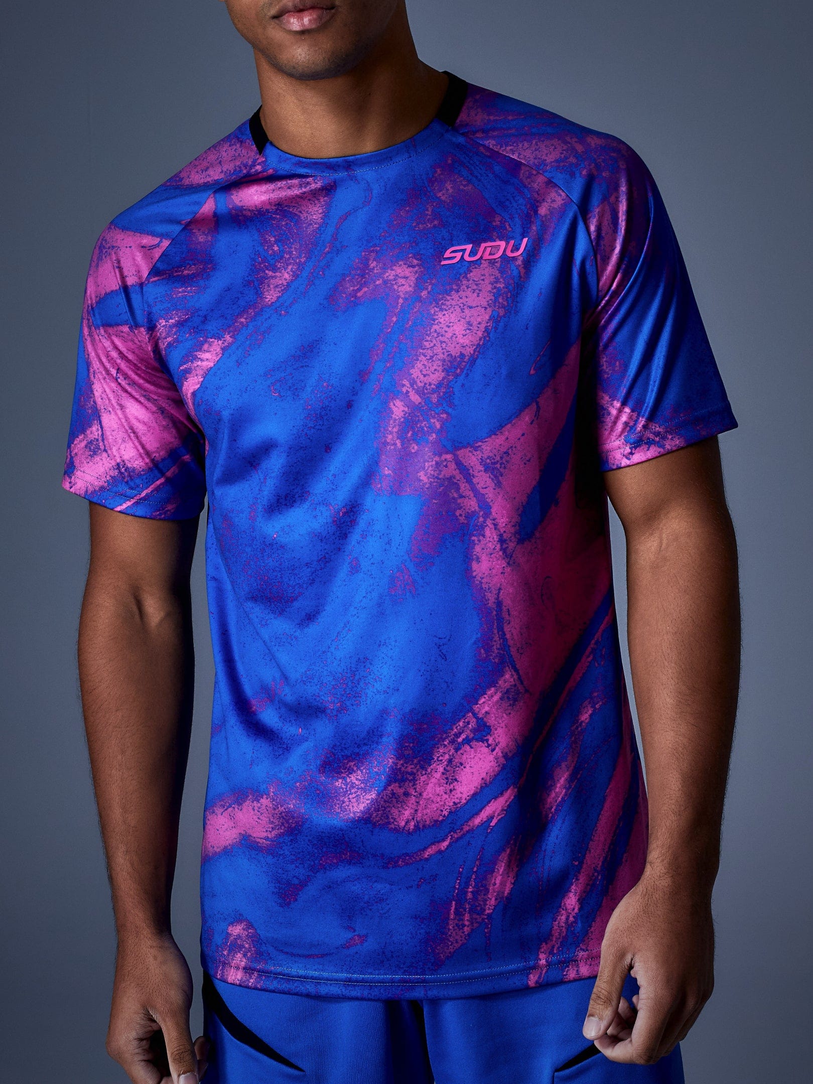 SPTP 01 Performance Training T-Shirt for Men & Women - Moisture Wicking Workout Shirt in Blue & Pink - Perfect for Gym, Running & Fitness Activities