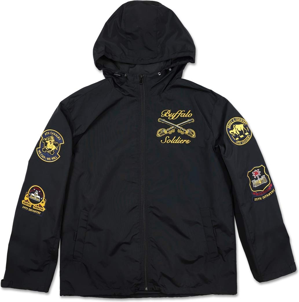 Big Boy Buffalo Soldiers S6 Men's Hooded Windbreaker Jacket - Lightweight Water-Resistant Outdoor Jacket for Hiking, Running & Casual Wear