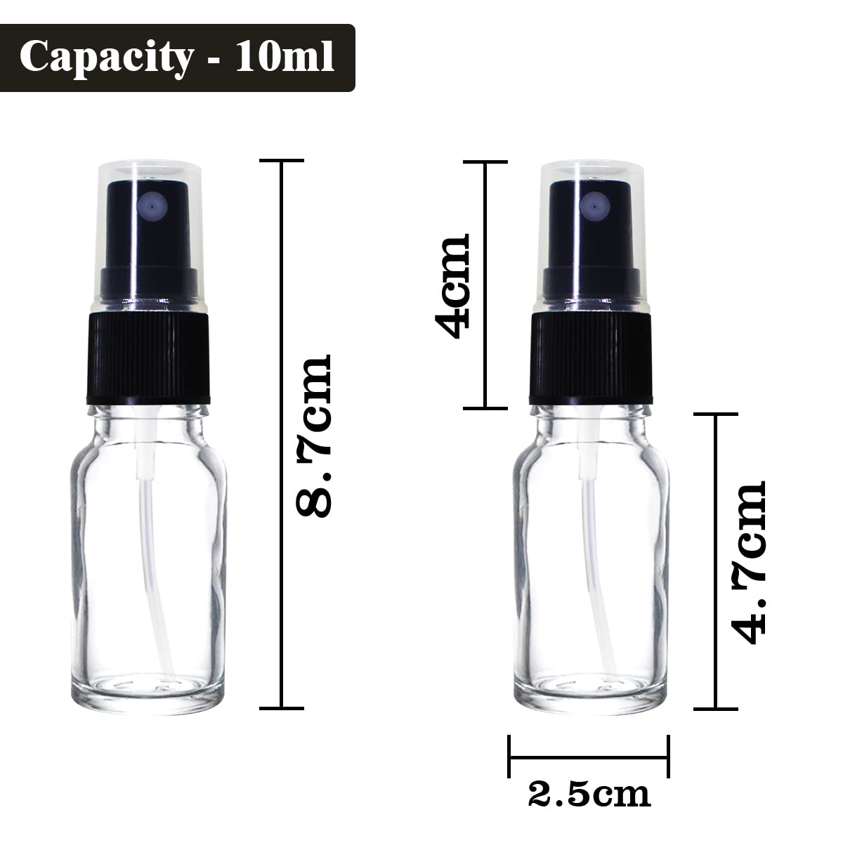 NSB Herbals 10ml Refillable Clear Fine Mist Spray Glass Bottles with Spray Pump - Perfect for DIY Perfume, Essential Oils, Aromatherapy Blends, Facial Mists & Beauty Products (3-Pack) | Travel-Friendly, Home Spa & Skincare Essentials