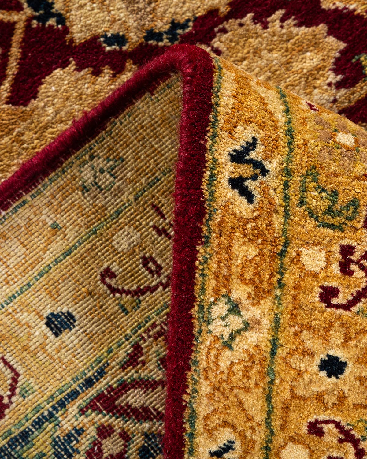 Handmade Wool Traditional Floral Mogul Red 6x9 Area Rug - Unique Hand-Knotted Solo Rugs for Living Room, Bedroom & Home Decor