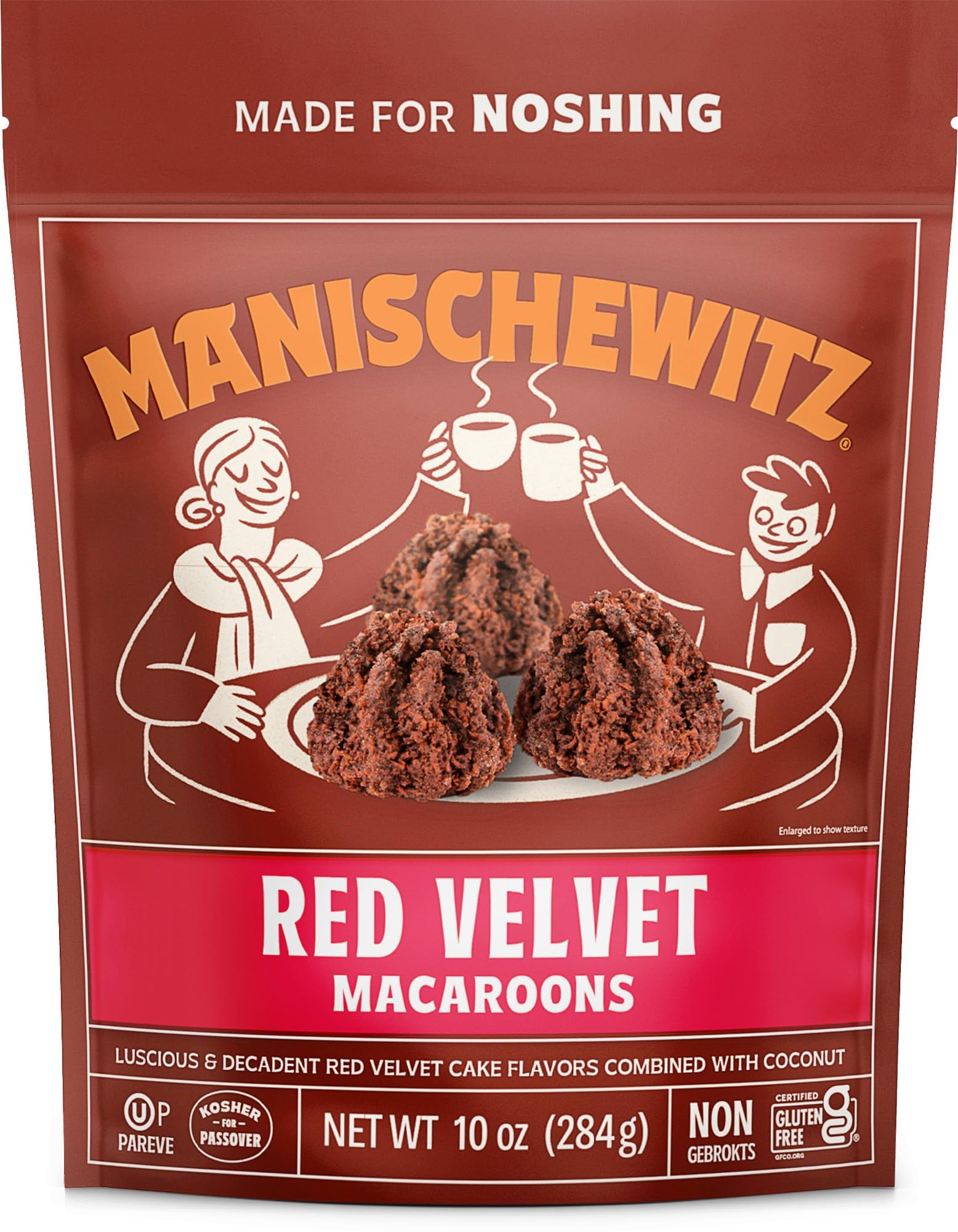 Manischewitz Red Velvet Coconut Macaroons - 10oz Resealable Bag | Gluten Free & Kosher for Passover Certified | Perfect for Holiday Gifts & Dessert Parties