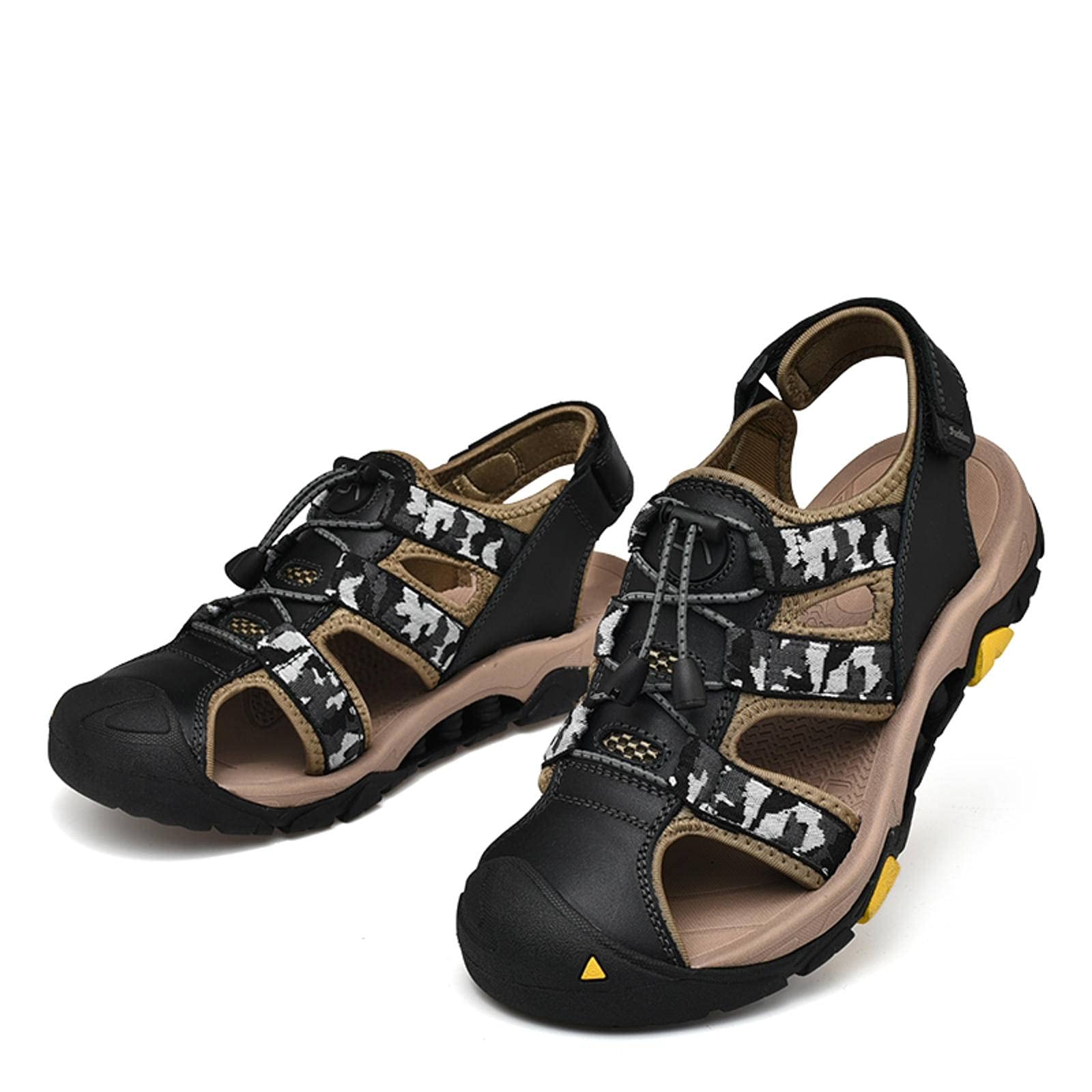 Premium Genuine Leather Men's Sandals - Breathable Summer Beach Shoes for Men | Comfortable Casual Outdoor Footwear for Walking, Travel & Vacation