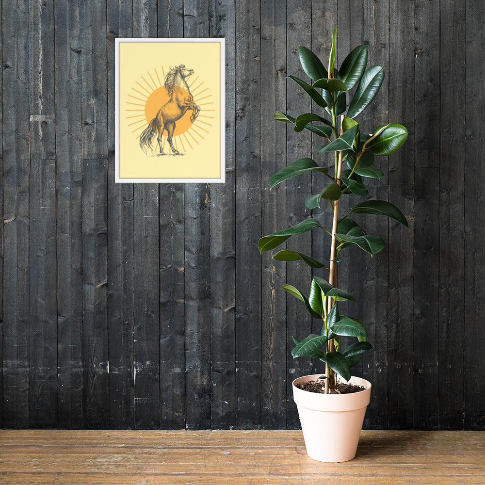 Sunburst Horse Framed Art Poster - Elegant Wall Decor & Home Art for Living Room, Bedroom, or Office