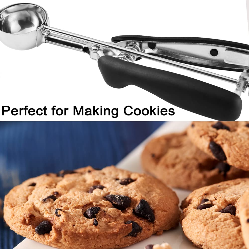 Stainless Steel Cookie Scoop Set - 3 Pack (#60, #40, #20 Sizes) for Baking Cookies, Cupcakes & Ice Cream | Non-Slip Grip | 18/8 Stainless Steel | Perfect for Home Bakers & Professional Chefs