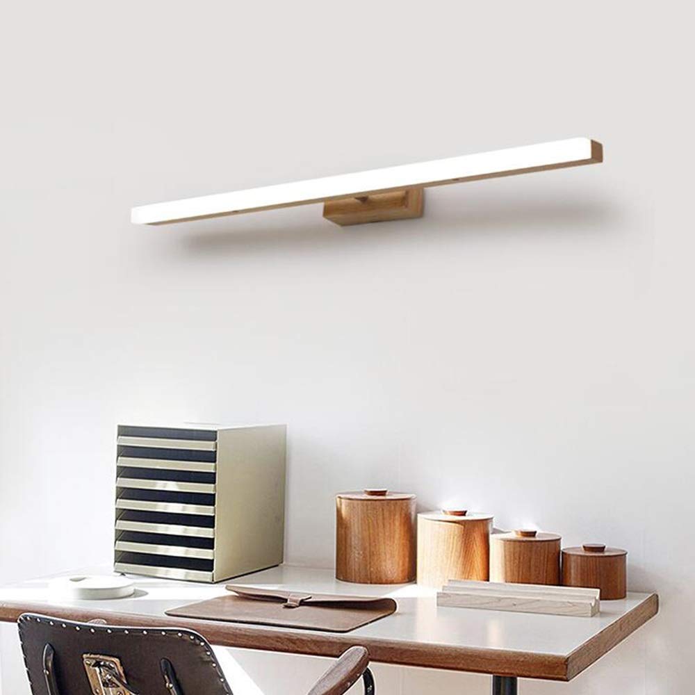 LED Vanity Light - Wood Mirror Lamp for Bathroom, Living Room & Makeup Area - Wall Mount Cabinet Lighting in 3 Sizes - Perfect for Dressing Table, Spa Decor & Home Vanity Setup