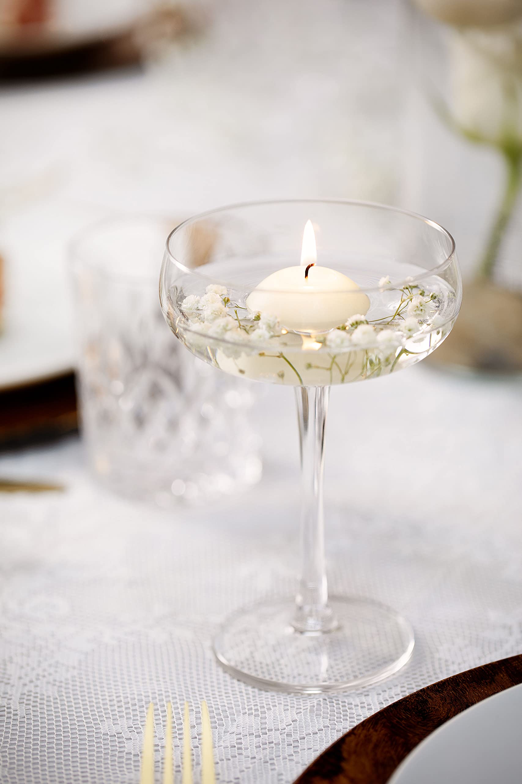 BOLSIUS White Floating Candles 3 Inch - Set of 12 Long-Lasting Candles - 8 Hour Clean Burn - Vegan Palm Oil Free - Premium European Wax - Perfect for Weddings, Spa, Bath & Home Decor