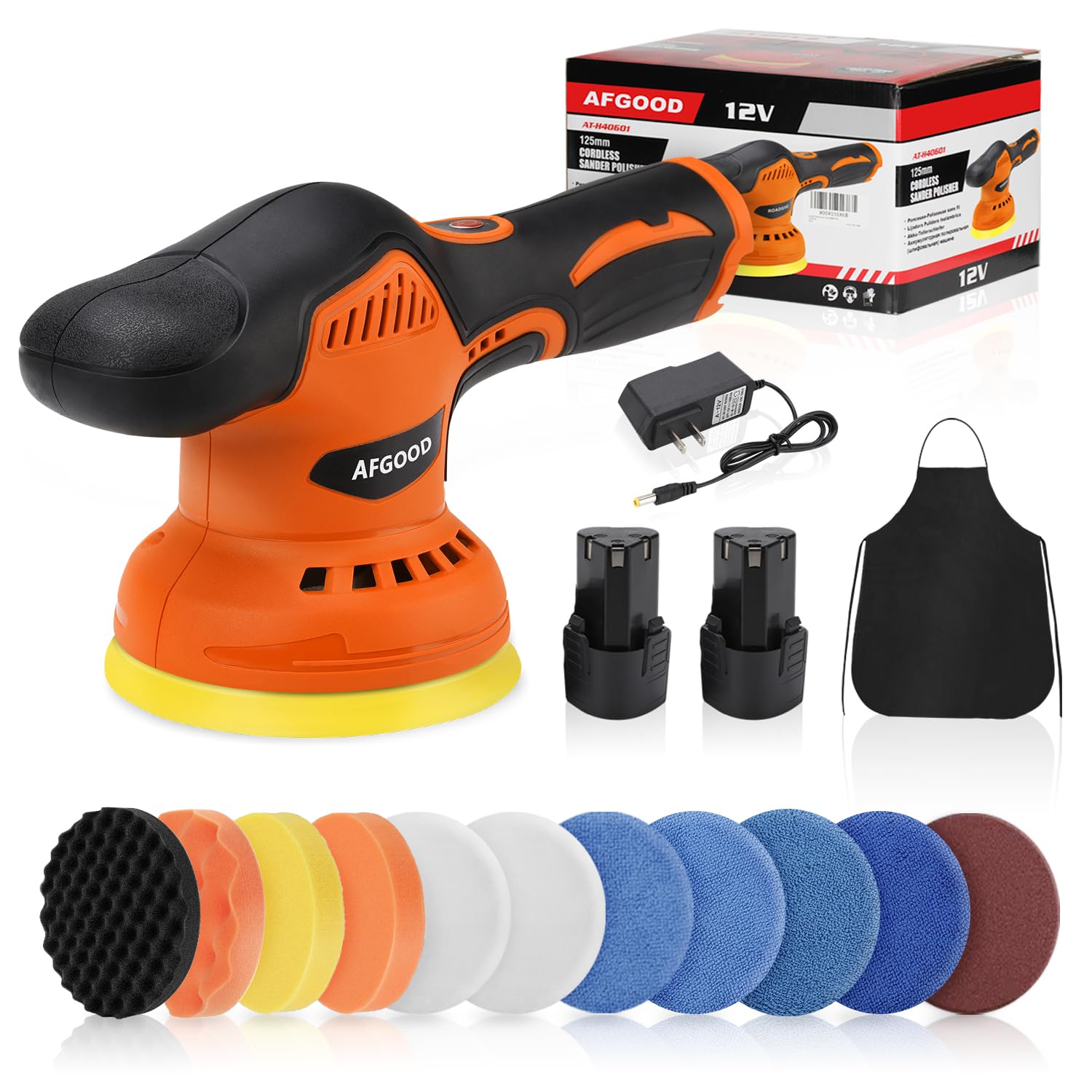 18PCS Cordless Car Buffer Polisher Kit - 5 Inch & 6 Inch Portable Waxing Machine with 2x 2000mAh Batteries, Buffing Pads & Bonnet - Perfect for Car Detailing, Auto Polishing & Waxing at Home or Professional Use