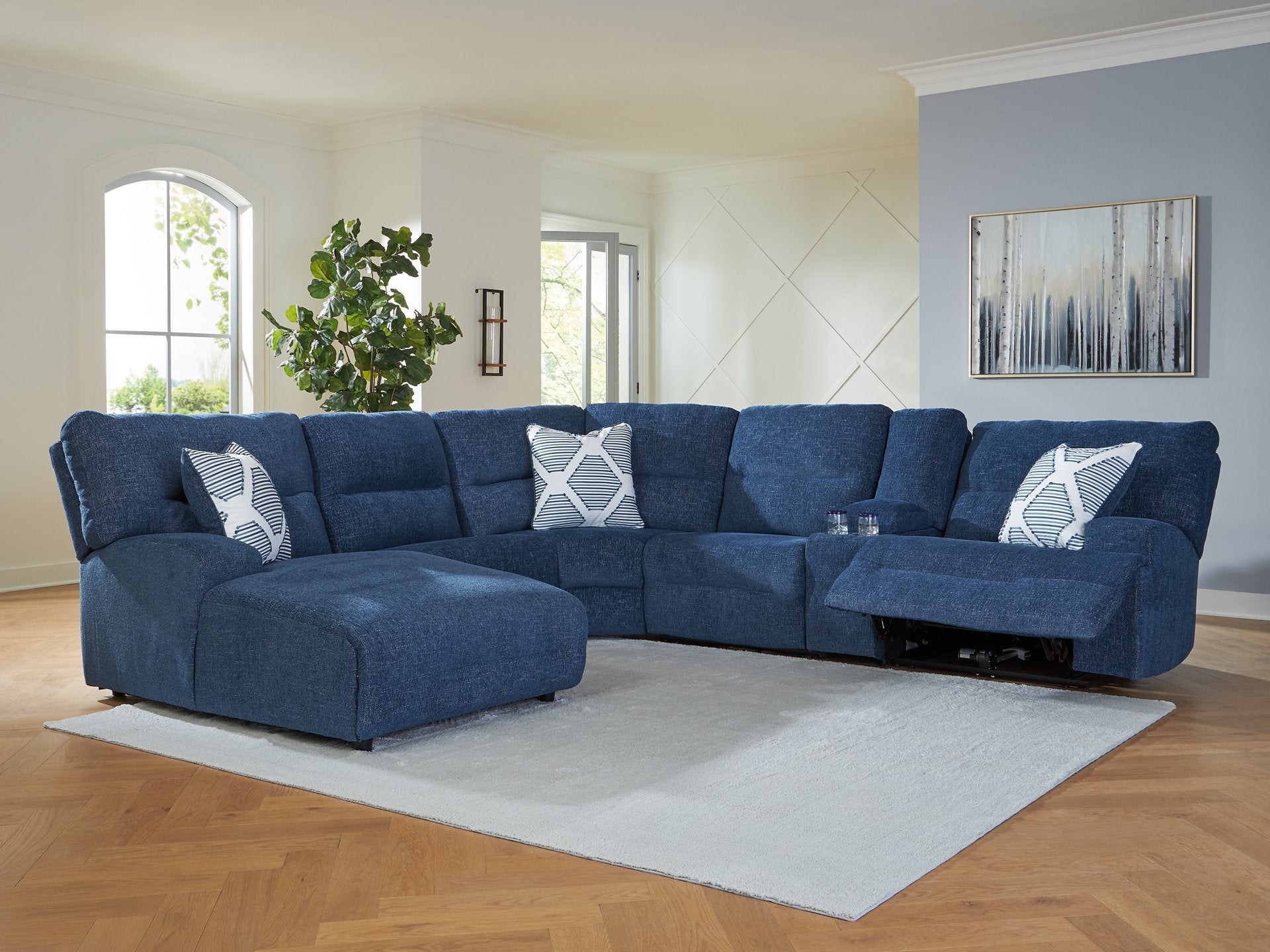 Acklen Place Power Reclining Sectional Sofa with Chaise Lounge - Modern Recliner Living Room Furniture for Home Theater & Family Relaxation