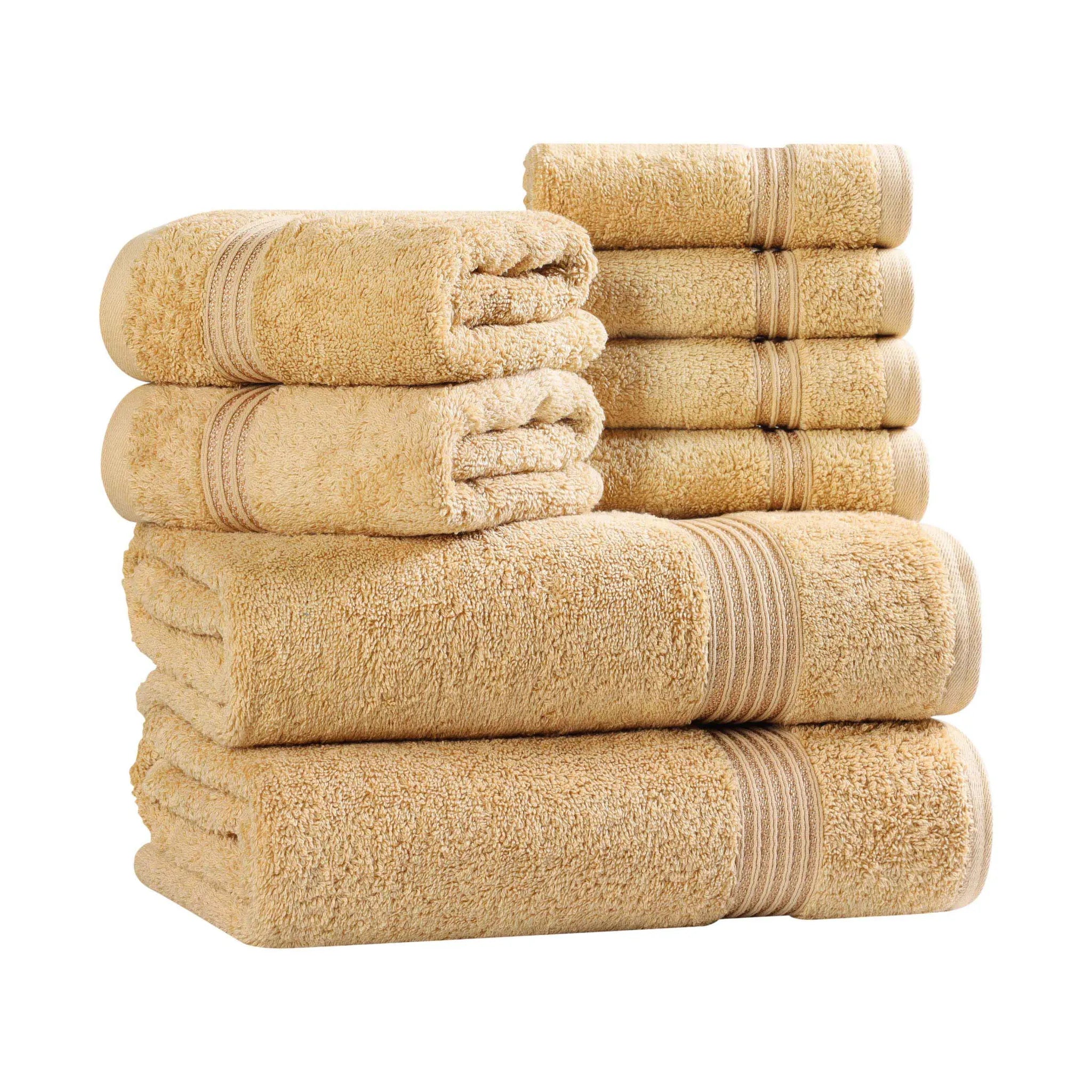 Premium Heritage Egyptian Cotton Plush Heavyweight 8-Piece Bath Towel Set - Ultra Soft & Absorbent for Spa, Luxury Hotel & Home Bathroom Use