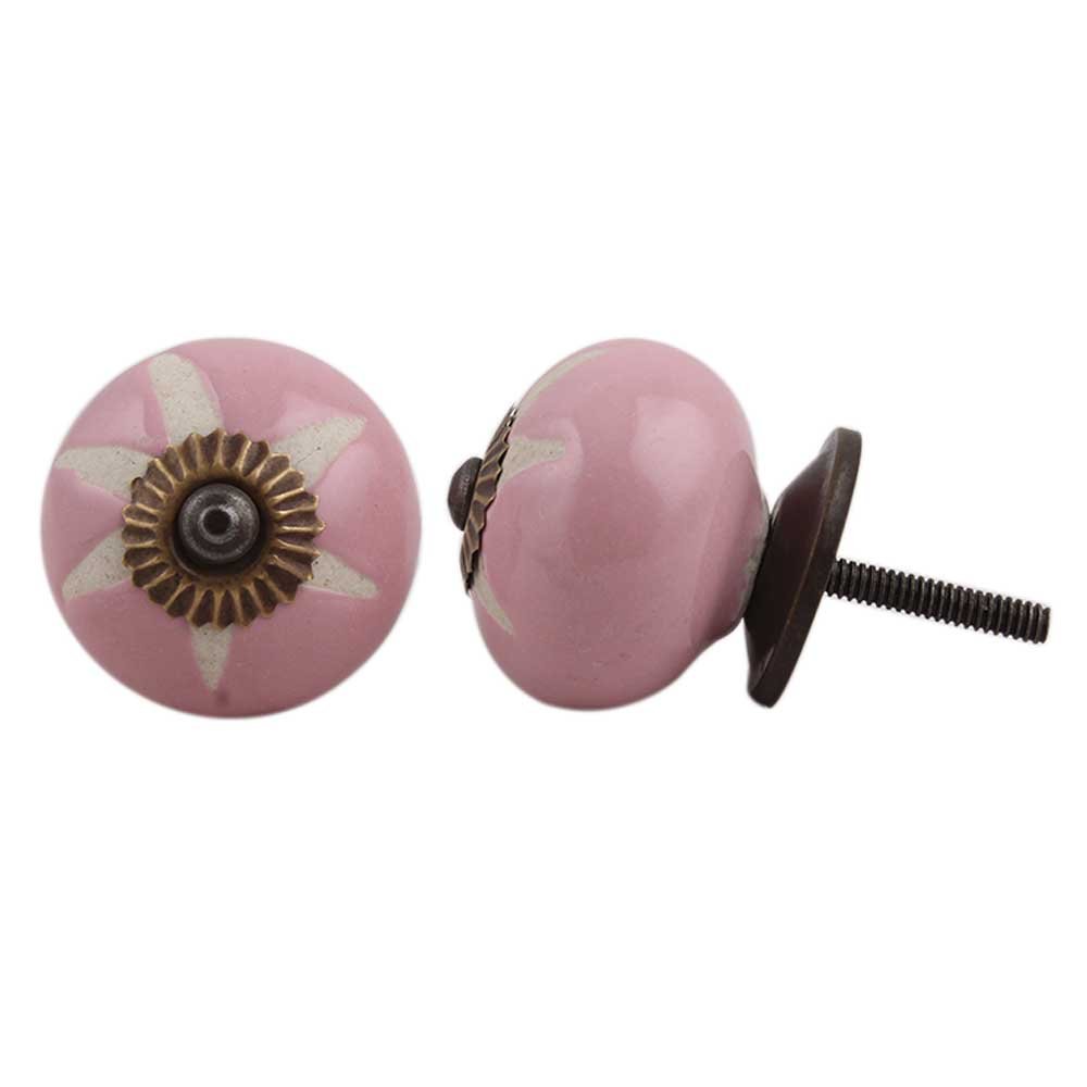 20 Pack Pink Ceramic Etched Drawer Knobs - Elegant Kitchen Cabinet Hardware & Dresser Pulls for Home Decor - Perfect for Cabinets, Drawers, and Furniture Upgrades