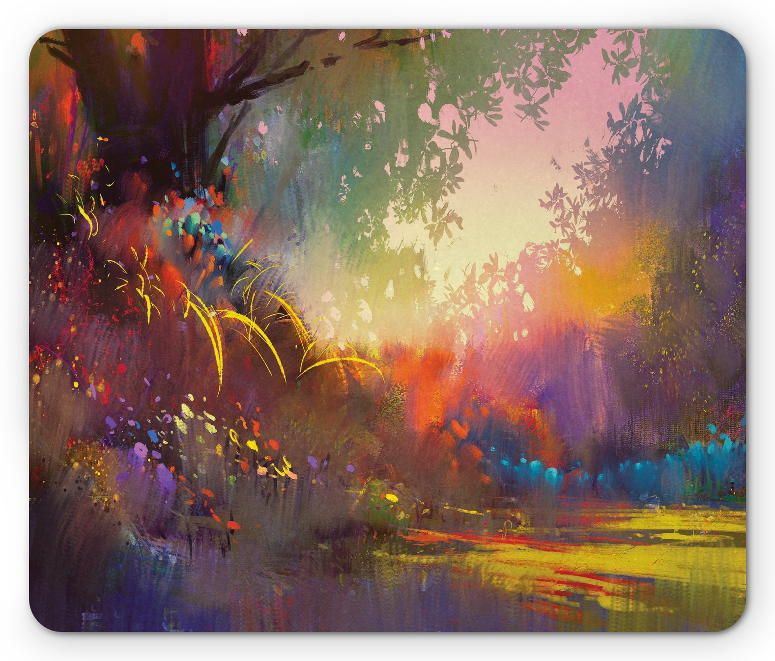 Ambesonne Fantasy Mouse Pad - Surreal Nature Elf Lake Art Print, Non-Slip Rubber Mousepad, Standard Size Rectangle Mouse Mat for Office & Gaming (Multicolor) - Perfect for Computer Workstations, Home Offices, and Gaming Setups