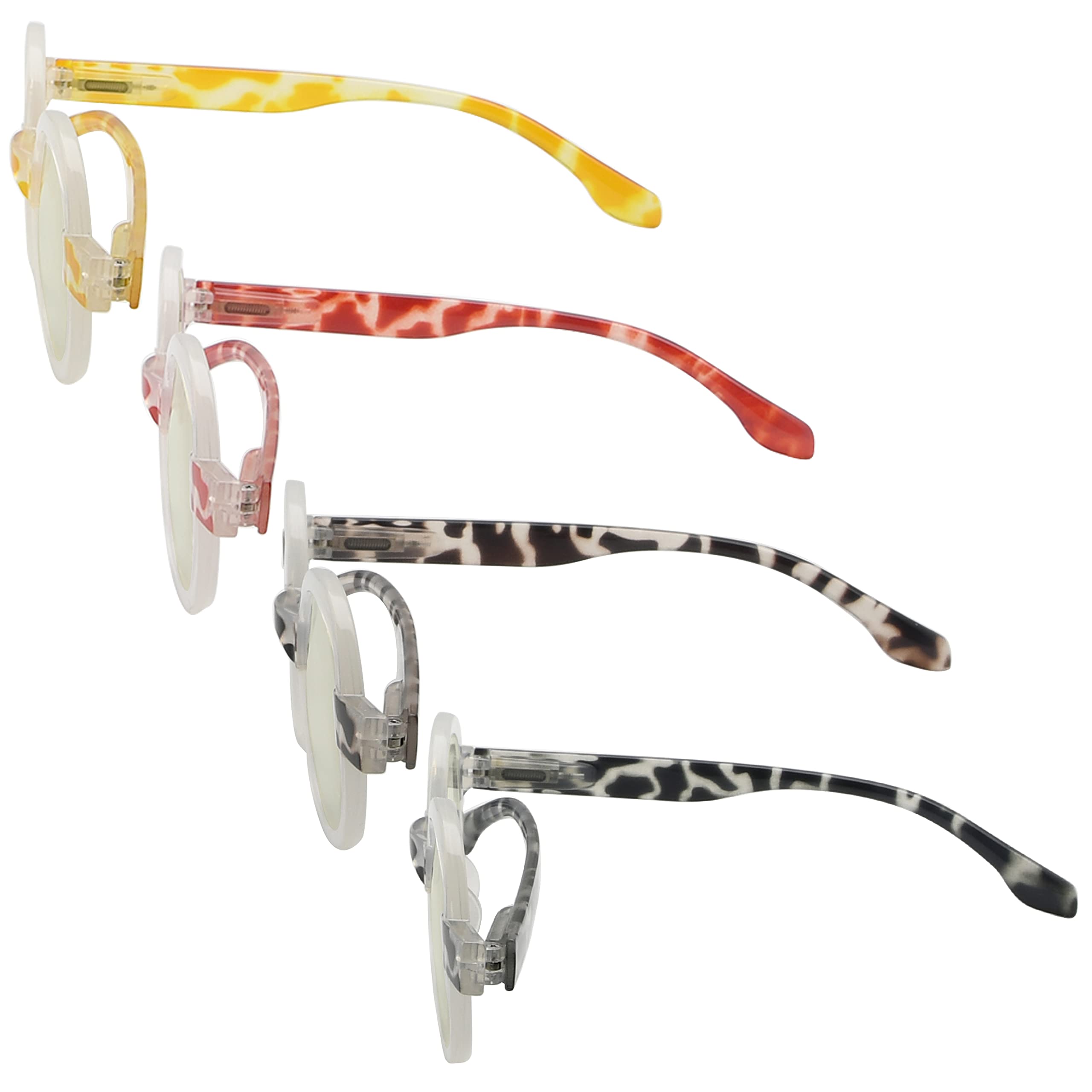 Eyekepper 4 Pack Blue Light Blocking Reading Glasses for Women - Round Computer Glasses +2.00 Strength - Reduce Eye Strain for Office Work, Screen Time & Reading