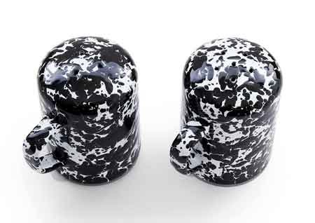 Premium Black Marble Salt and Pepper Shaker Set - Elegant Kitchen Dining Table Condiment Dispenser for Home, Restaurant & Gift Giving