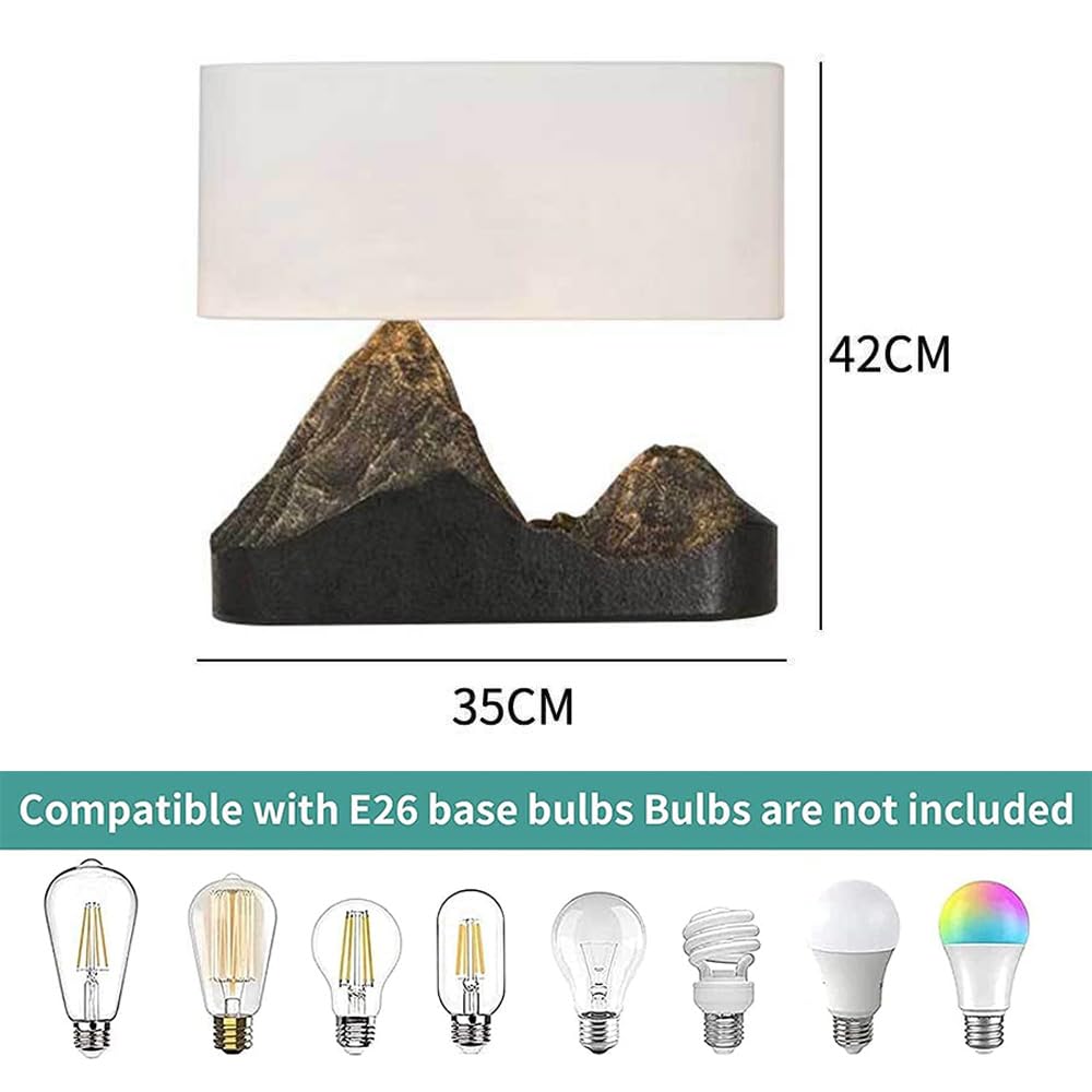 Rustic Farmhouse Table Lamp - Resin Mountain Shape Desk Light for Bedroom, Living Room, Home Office & Nightstand | Cozy Reading & Relaxation Lighting Decor