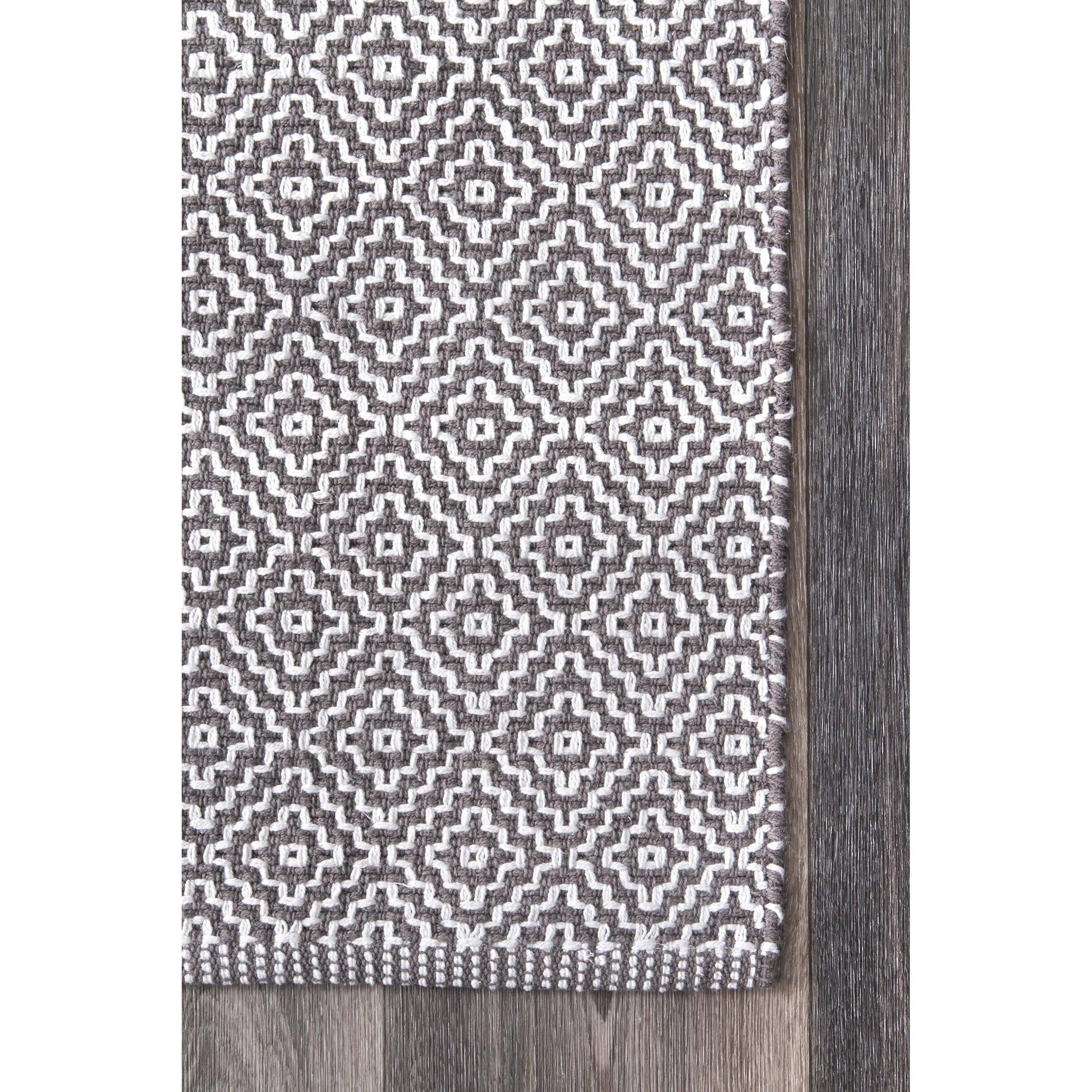 nuLOOM Lorretta Geometric Cotton Area Rug 8' x 10' Grey - Soft Modern Floor Covering for Living Room, Bedroom & Office Decor