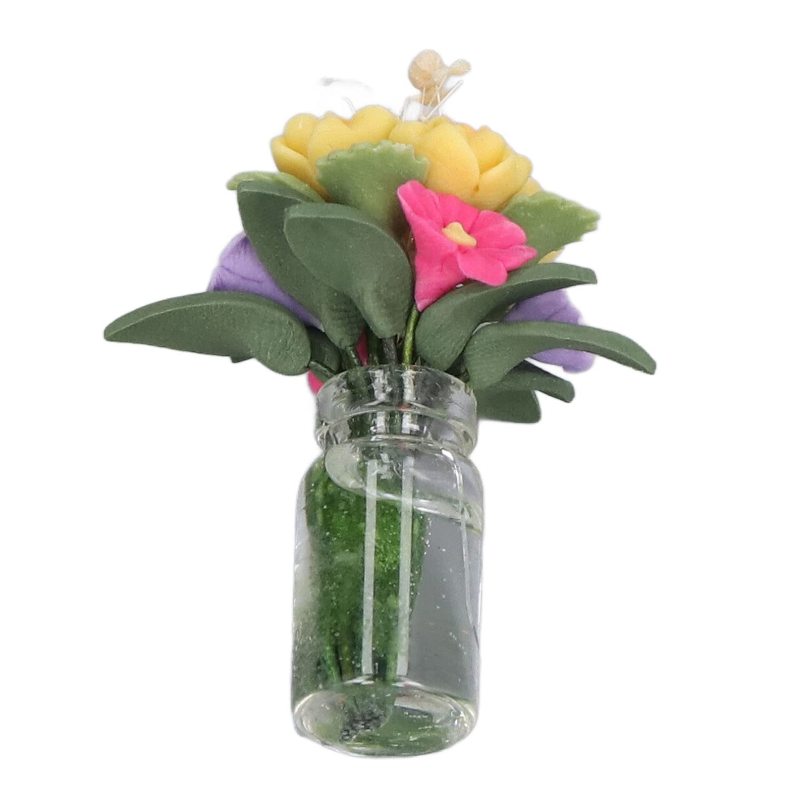 ENZZ Miniature Dollhouse Flower Vase - Realistic Michelia Champaca Floral Decor for Dollhouse, Fairy Garden & Home Patio - Perfect for DIY Crafts, Tabletop Displays & Miniature Landscaping
