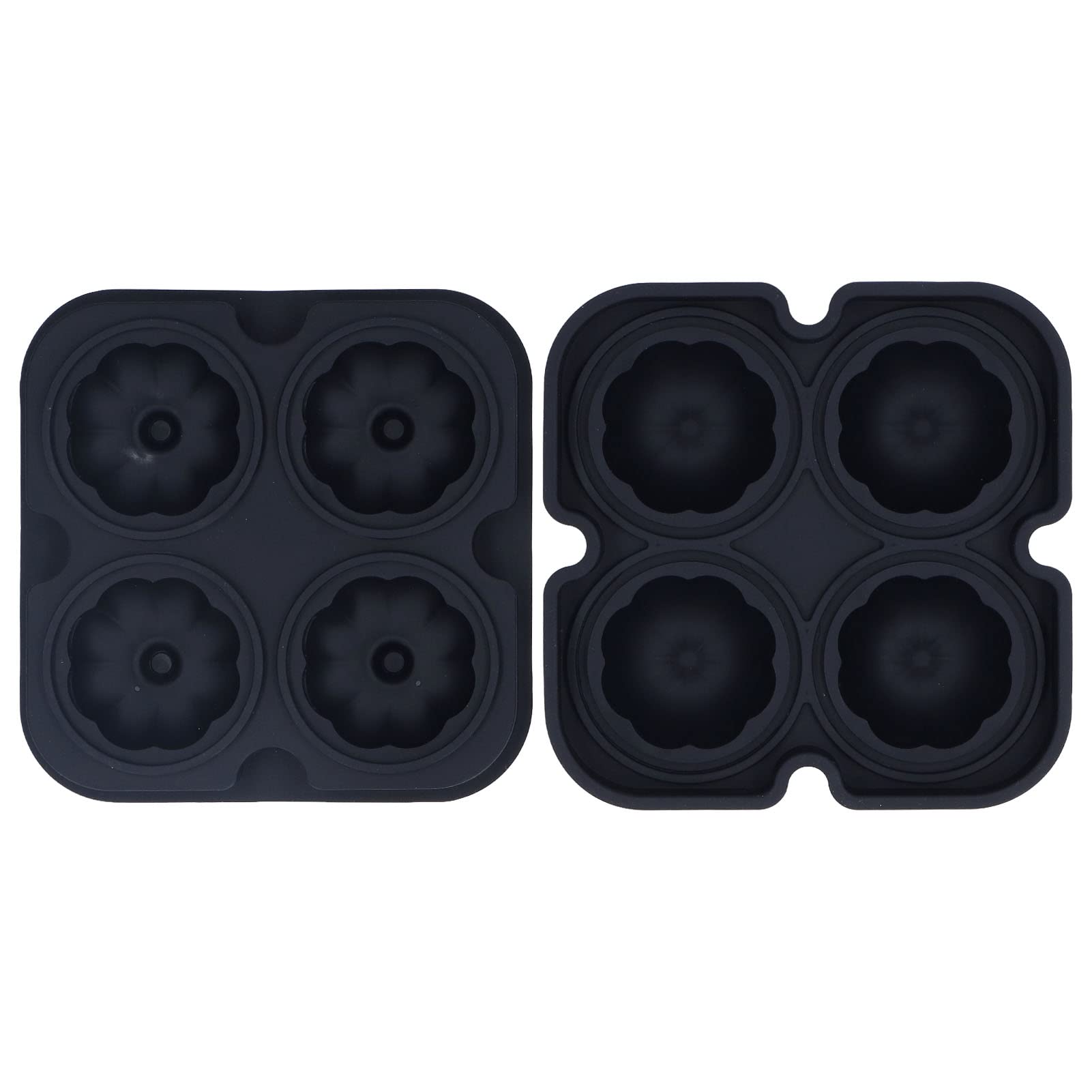 Premium Silicone Ice Cube Trays - 4-Cell Pumpkin Ice Ball Mold for Whiskey, Coffee, Tea & Cocktails (Black) | Perfect for Home Bars, Parties & Gift Giving