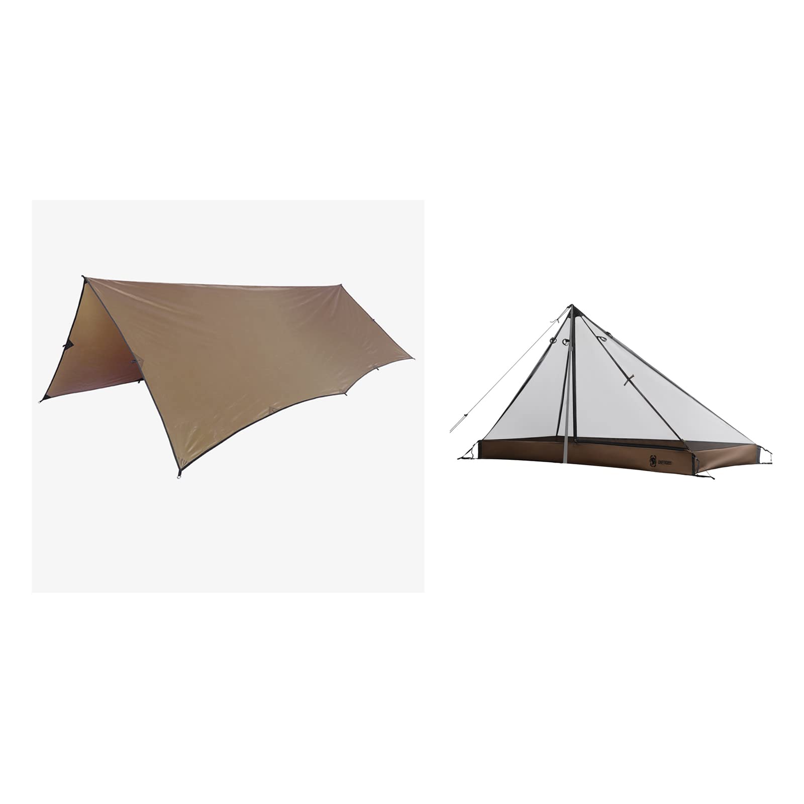 OneTigris Bulwark Waterproof Camping Tarp with Mesh Teepee Tent - Lightweight Outdoor Shelter for Backpacking, Hiking & Survival Gear | Perfect for Camping, Beach & Emergency Shelter