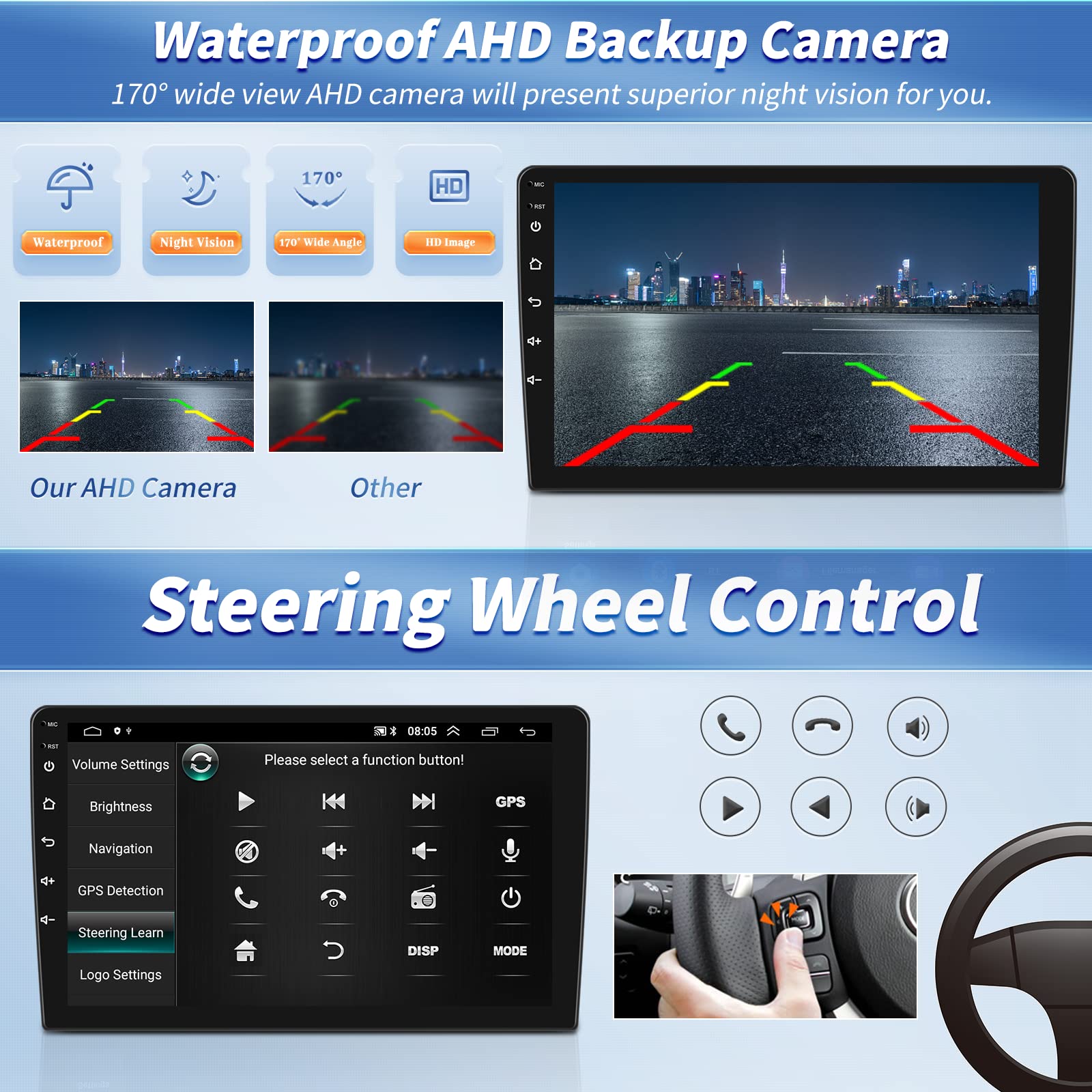**10.1 Inch Android 13 Car Stereo for Jeep Wrangler 2011-2014 - Wireless Apple CarPlay & Android Auto, GPS Navigation, WiFi, Bluetooth, FM/RDS, Dual USB/AUX, Backup Camera, External Mic - Perfect for Off-Road Adventures & Daily Commutes**