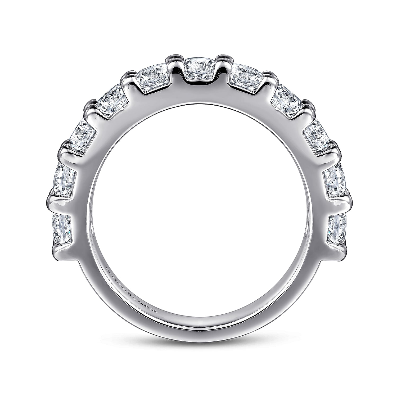 14K White Gold 11 Stone Shared Prong Diamond Wedding Band for Women - Elegant Stackable Ring for Anniversary, Engagement or Everyday Wear