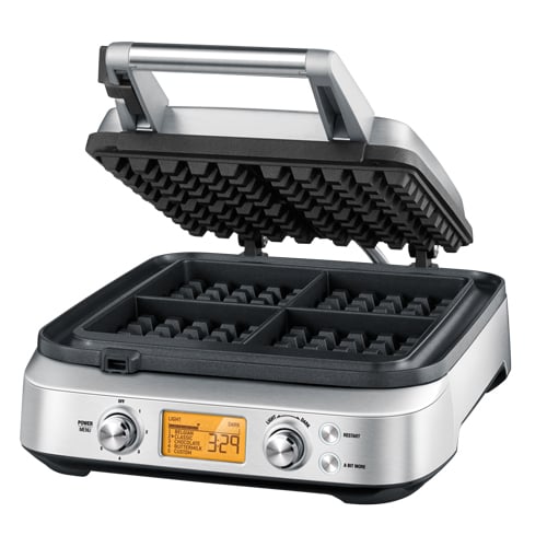 Breville The Smart Waffle 4 Slice Stainless Steel Waffle Maker (BWM640BSS) - Perfect for Family Breakfast, Brunch & Holiday Gatherings