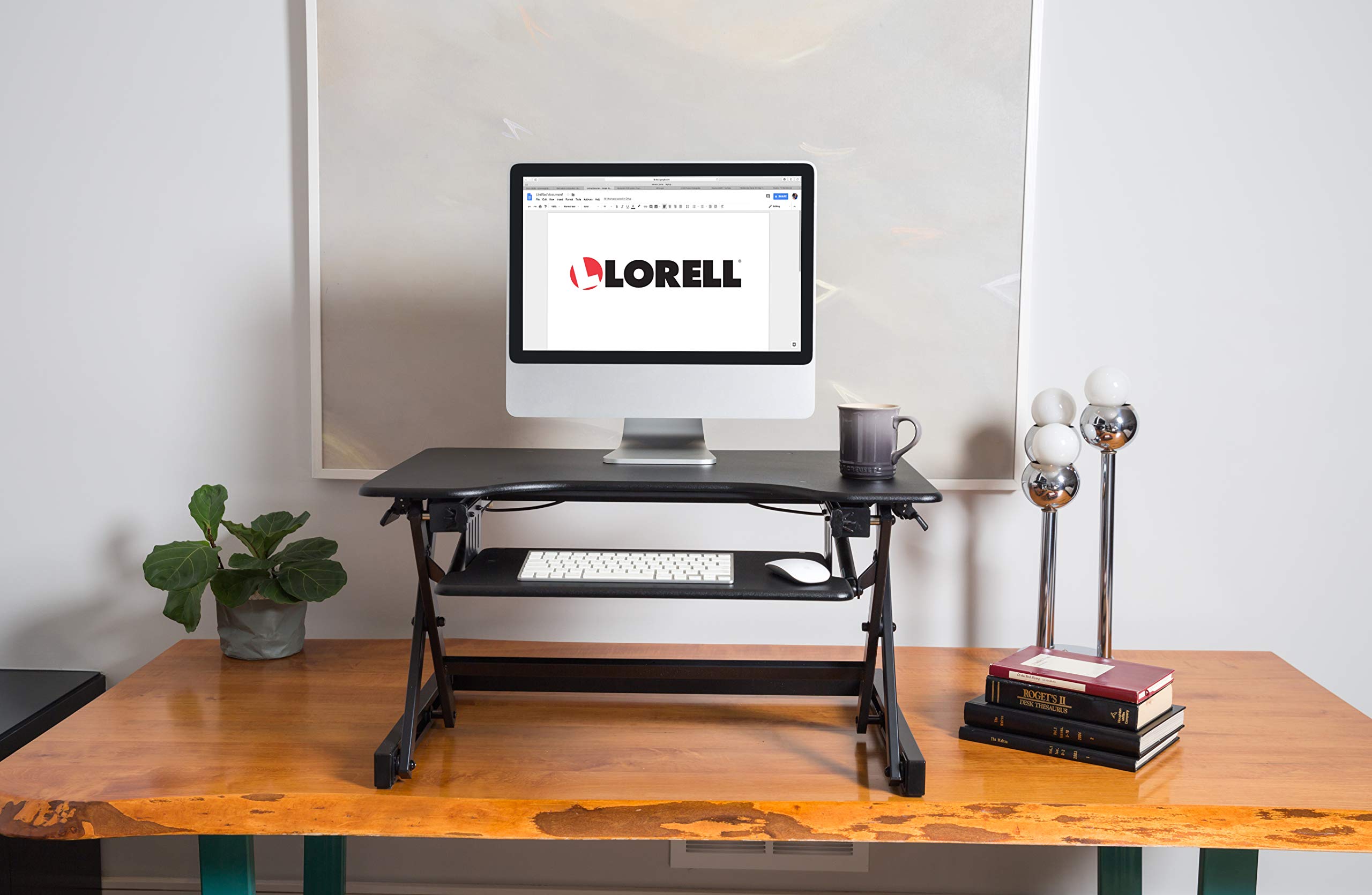 Lorell Adjustable Desk Monitor Riser Stand - Ergonomic Black Workstation Organizer for Home Office, Computer, Laptop & Standing Desk Setup