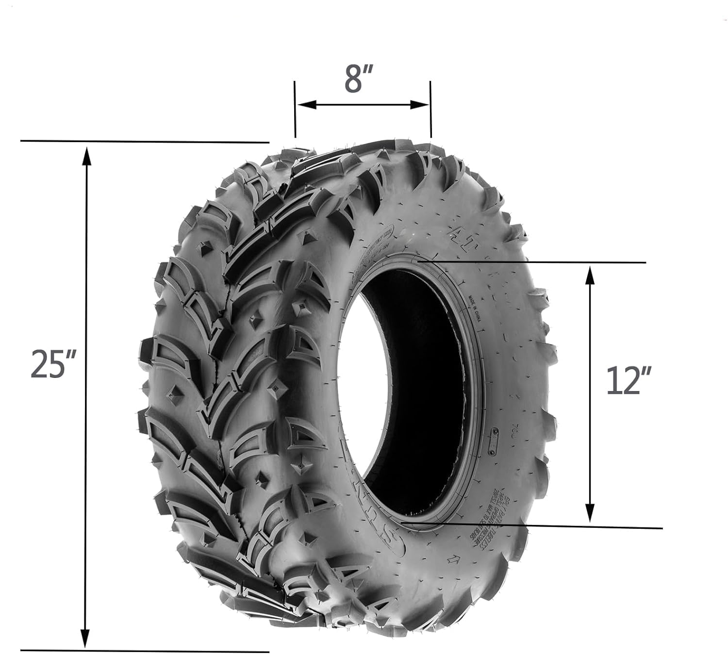 25x8-12 6-Ply ATV/UTV Light Mud Tires - Set of 2 (QD137) for Off-Roading, Hunting & Trail Riding - Durable All-Terrain Tires for Mud, Sand & Rocky Terrain