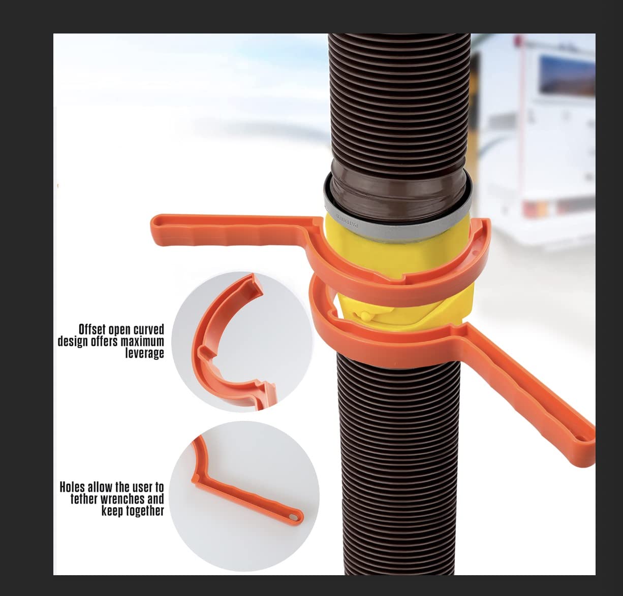 Rhino RV Sewer Hose Wrench Set - Bayonet & Lug Fitting Tool for RV Waste Water Drainage