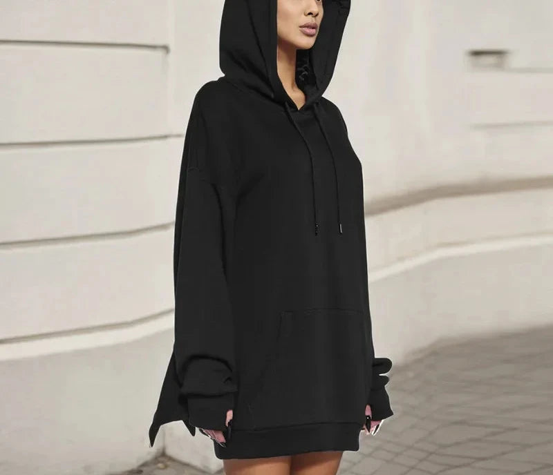 Black Batwing Sleeve Pullover Hoodie - Gothic Halloween Sweatshirt for Women | Dark Academia Long Sleeve Top | Perfect for Halloween Costumes, Gothic Fashion & Dark Aesthetic Outfits