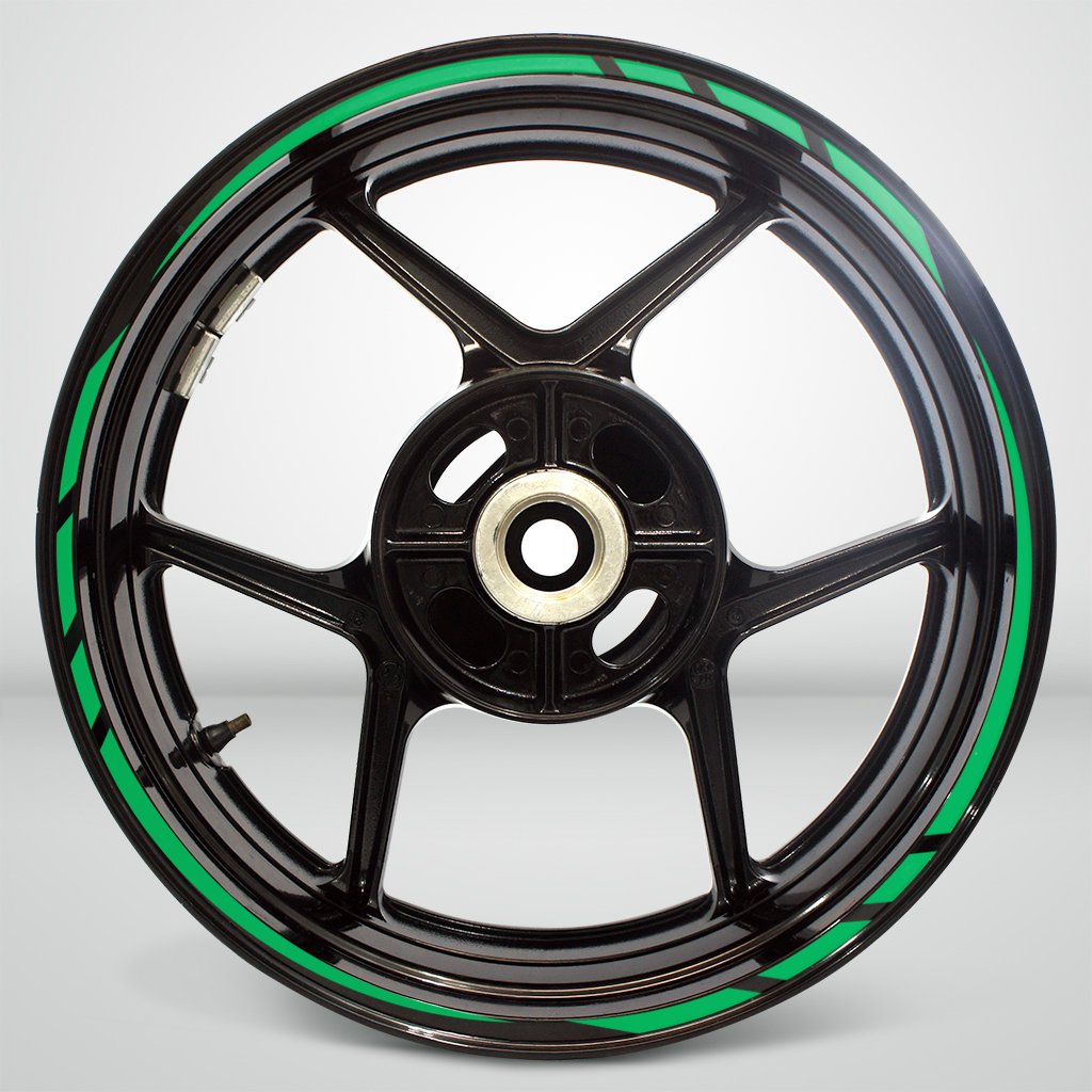 Reflective Green Vinyl Rim Liner Stripe for Kawasaki Ninja 300 - High Visibility Decal for Motorcycle Wheels - Perfect for Night Riding & Safety Enhancement