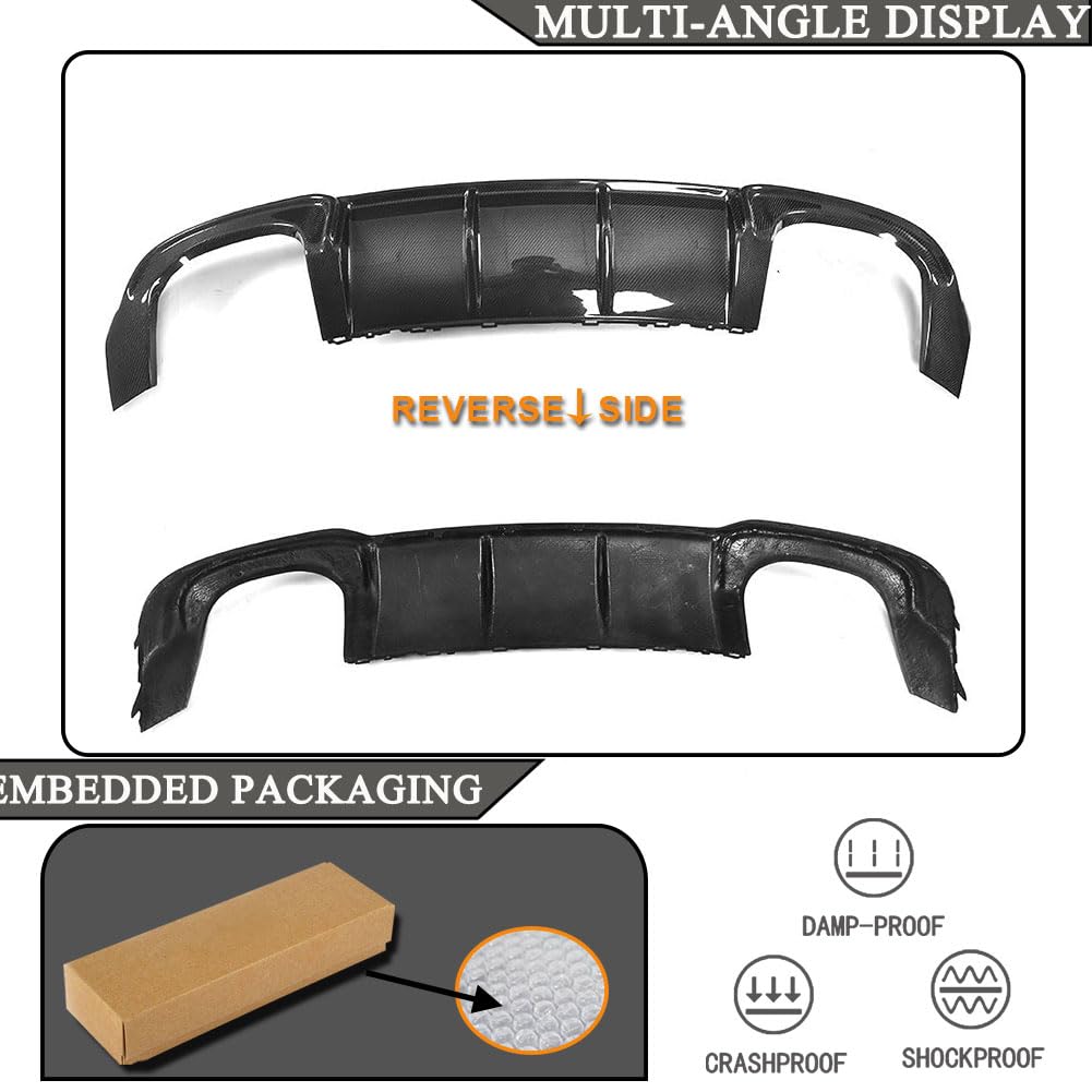Carbon Fiber Rear Diffuser for Audi A3 S-Line & S3 Sedan 2017-2018 | Lower Bumper Lip Spoiler Body Kit | Enhances Aerodynamics & Sporty Look | Perfect for Car Enthusiasts & Performance Upgrades