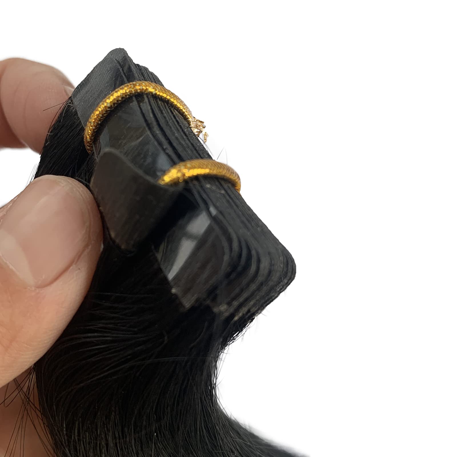 Licoville 22 Inch Tape in Hair Extensions - #1 Jet Black Straight Human Hair Extensions (60g, 20pcs) | Seamless Real Hair Tape Extensions for Women | Can Be Styled & Curled | Perfect for Daily Wear, Parties & Special Occasions