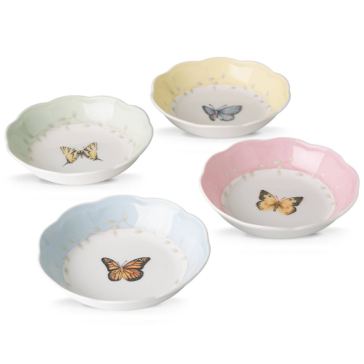 Butterfly Meadow Fruit Bowls Set of 4 - Elegant Serving Bowls for Fruits, Snacks, Salads - Perfect for Parties, Picnics, and Home Decor