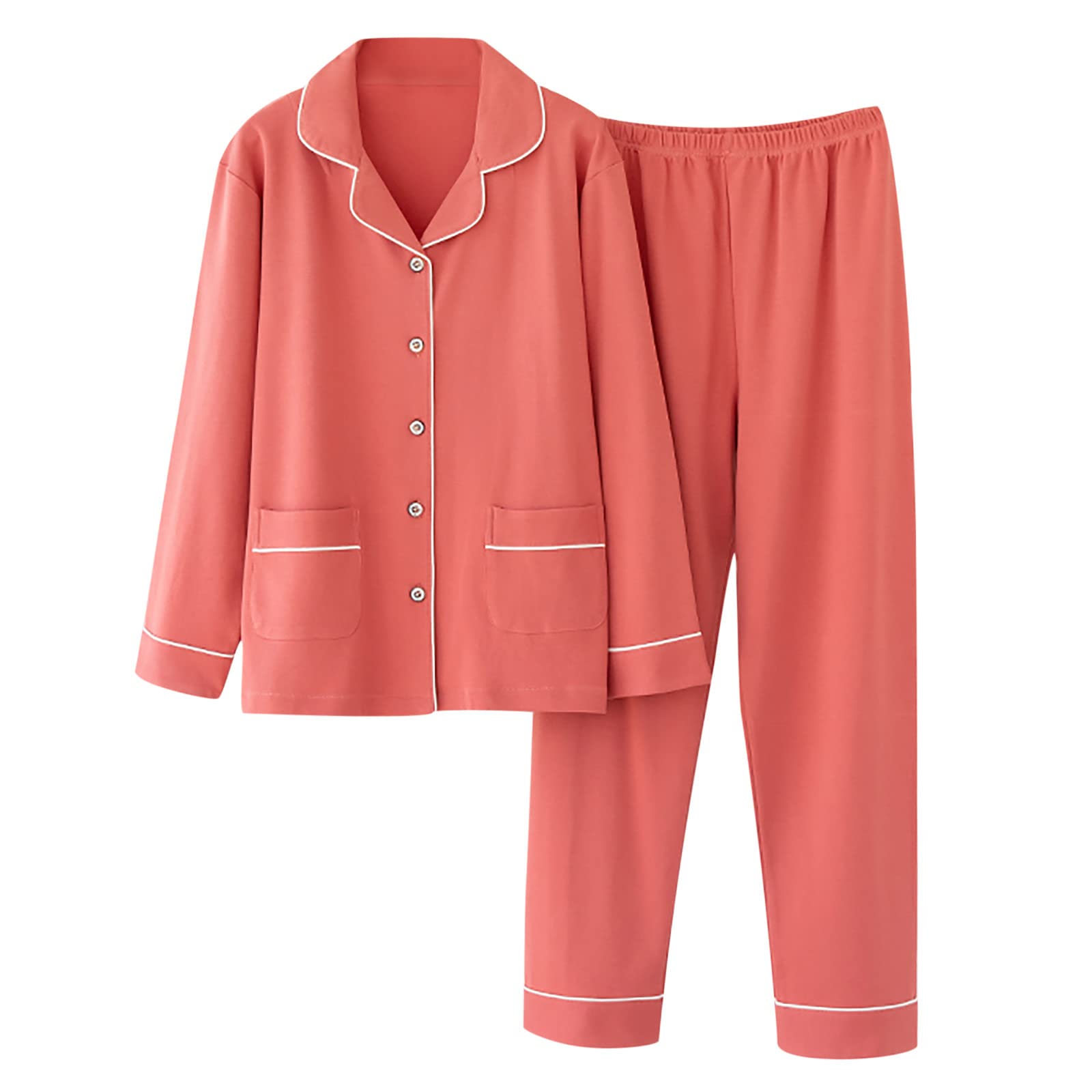 Women's Cotton Casual Pant Set with Cardigan Top & Pockets - Comfy Fall/Summer Lounge Wear for Home, Travel & Sleep (2022 Collection)