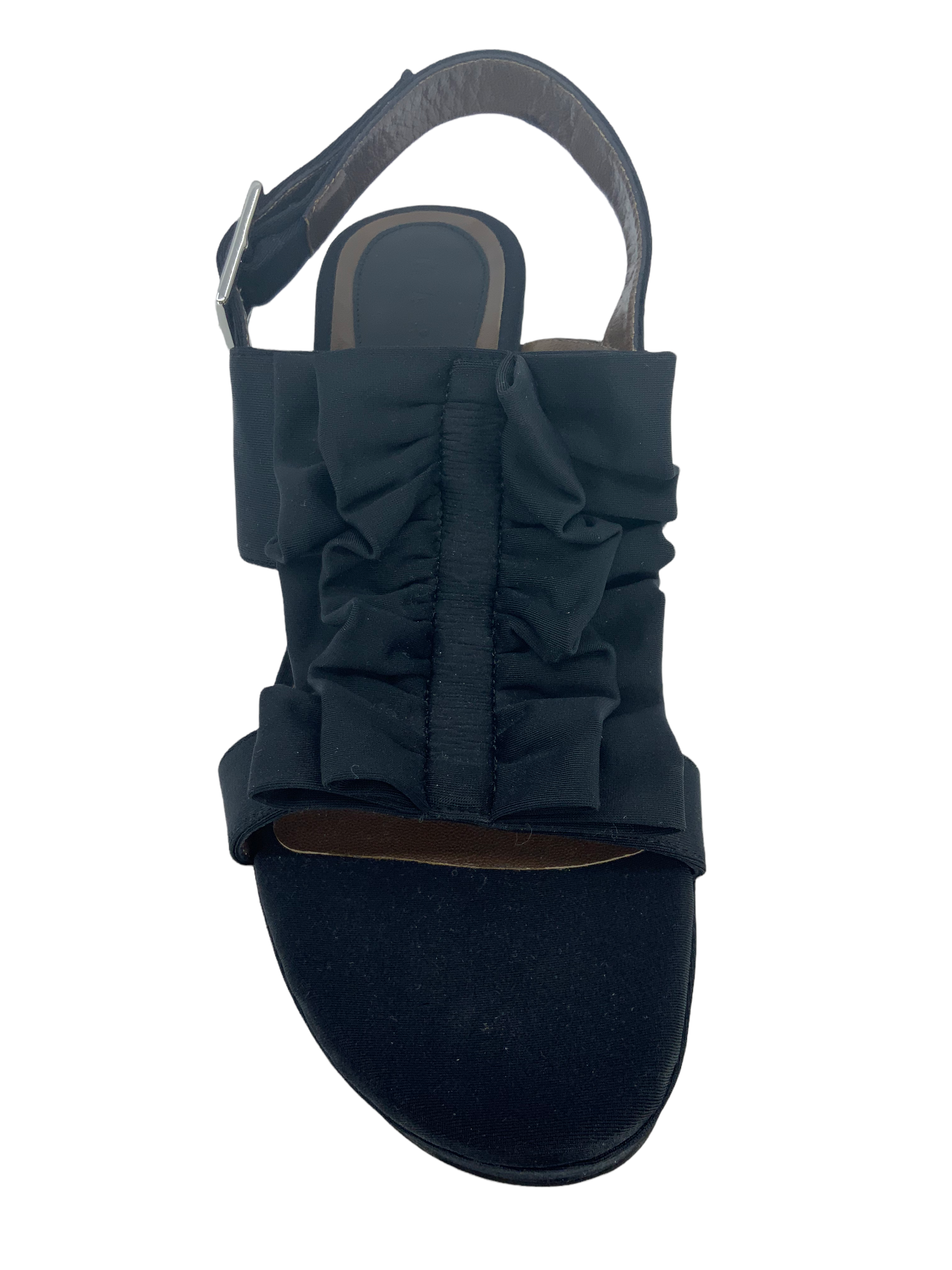 MARNI Women's Ruffled Faille Fabric Ankle Strap Block Heel Sandals - Size 9 | Comfortable Dressy Shoes for Weddings, Parties & Evening Events
