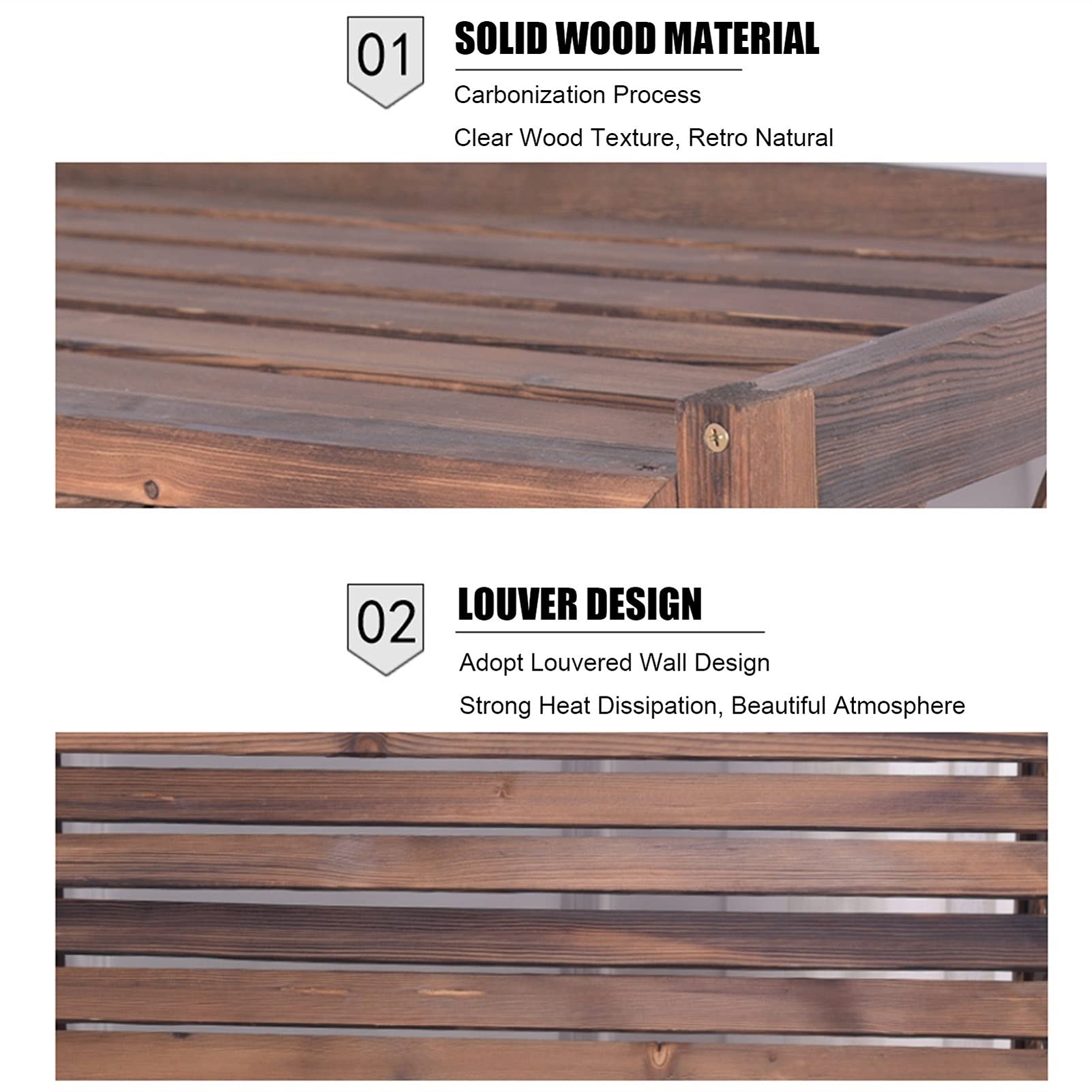 Wooden Air Conditioner Cover Outdoor - Solid Wood AC Fence Screen with Anti-Corrosion Protection - Decorative Shelf & Plant Storage Rack (95x40x89cm) - Perfect for Patio, Garden, and Backyard AC Unit Protection