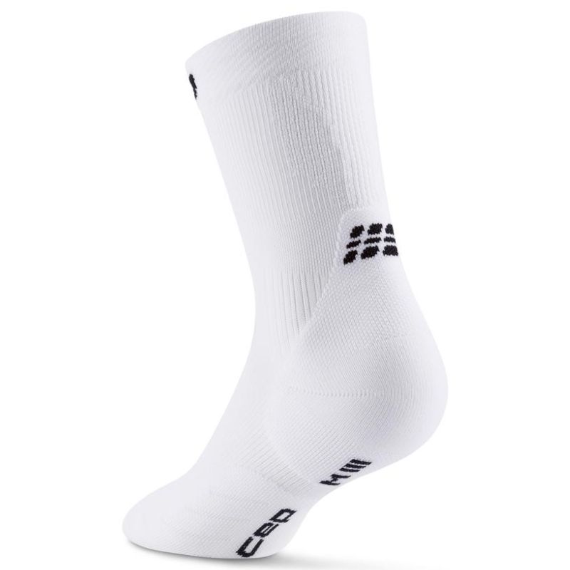 CEP Men's Running Socks - Mid Cut 5.0 Performance Compression Socks for Athletes (White) - Ideal for Marathon, Training & Recovery