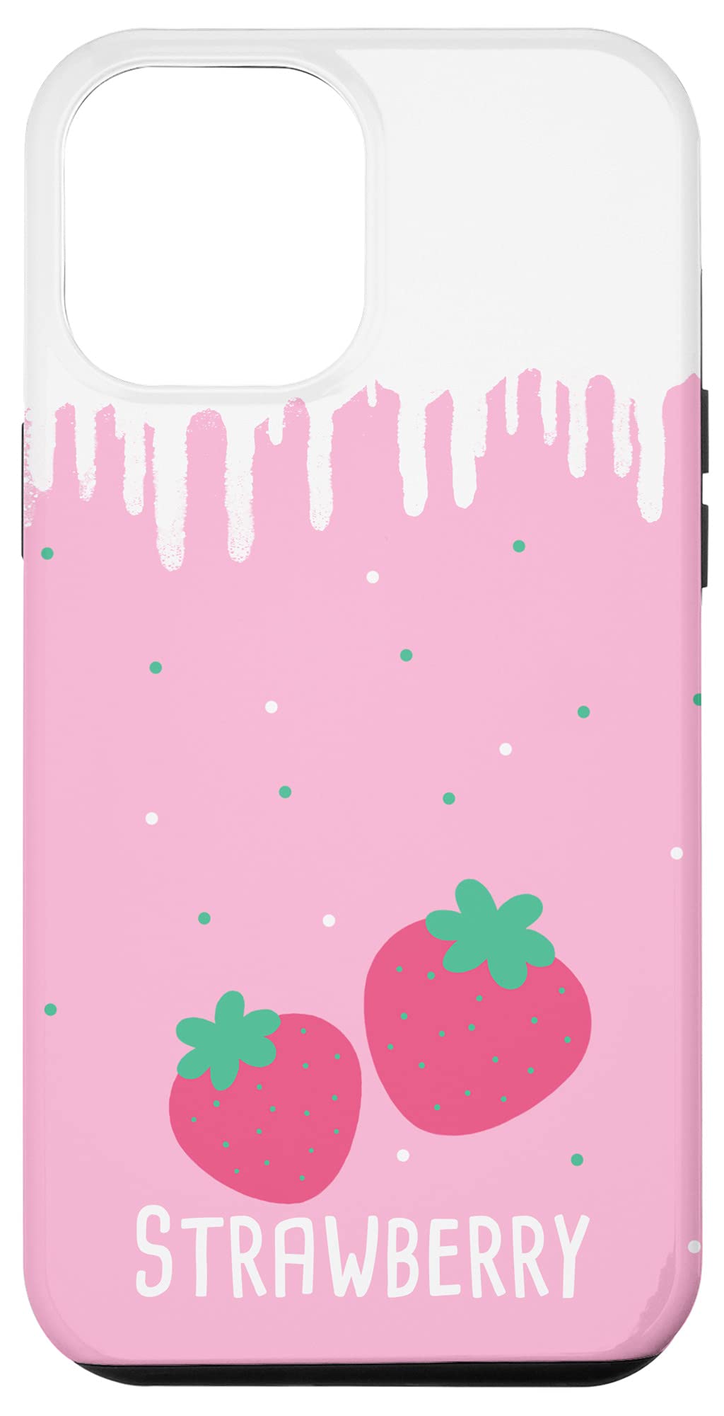 iPhone 12 Pro Max Cute Strawberry Milk Kawaii Phone Case - Shockproof Protective Cover for Girls, Women - Perfect for Daily Use, School, Work & Travel