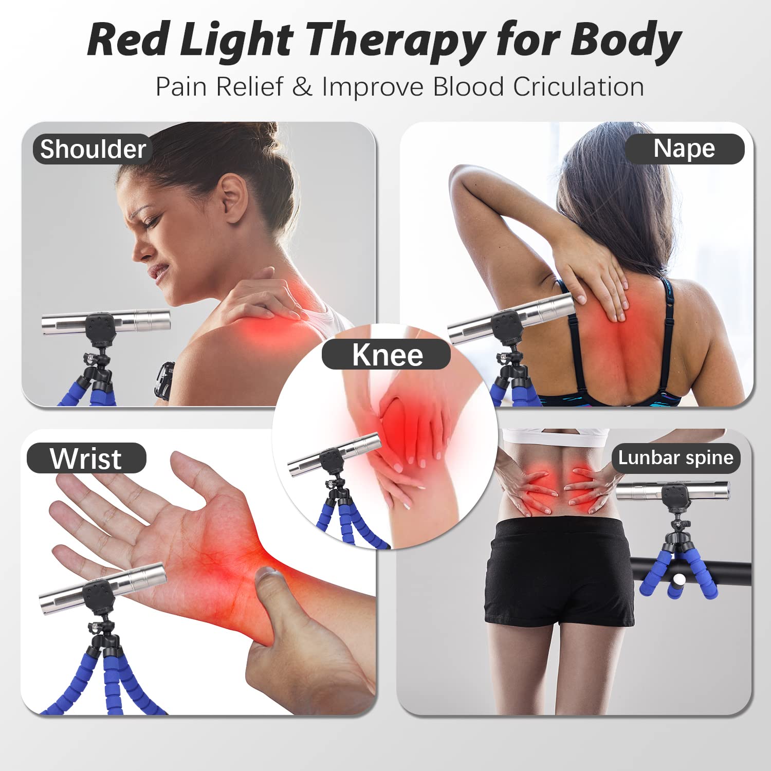 Red Light Therapy Device for Pain Relief - 630nm, 660nm & 850nm Wavelengths Handheld LED Light Therapy for Muscle & Joint Pain - Portable Infrared Therapy for Home Use, Recovery, and Wellness
