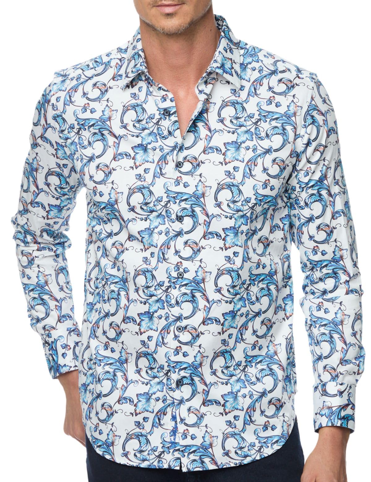 Robert Graham Men's Acosta Long Sleeve Woven Button Down Shirt | Premium Casual Dress Shirt for Work & Date Night | Stylish Button-Up for Business Casual & Social Events