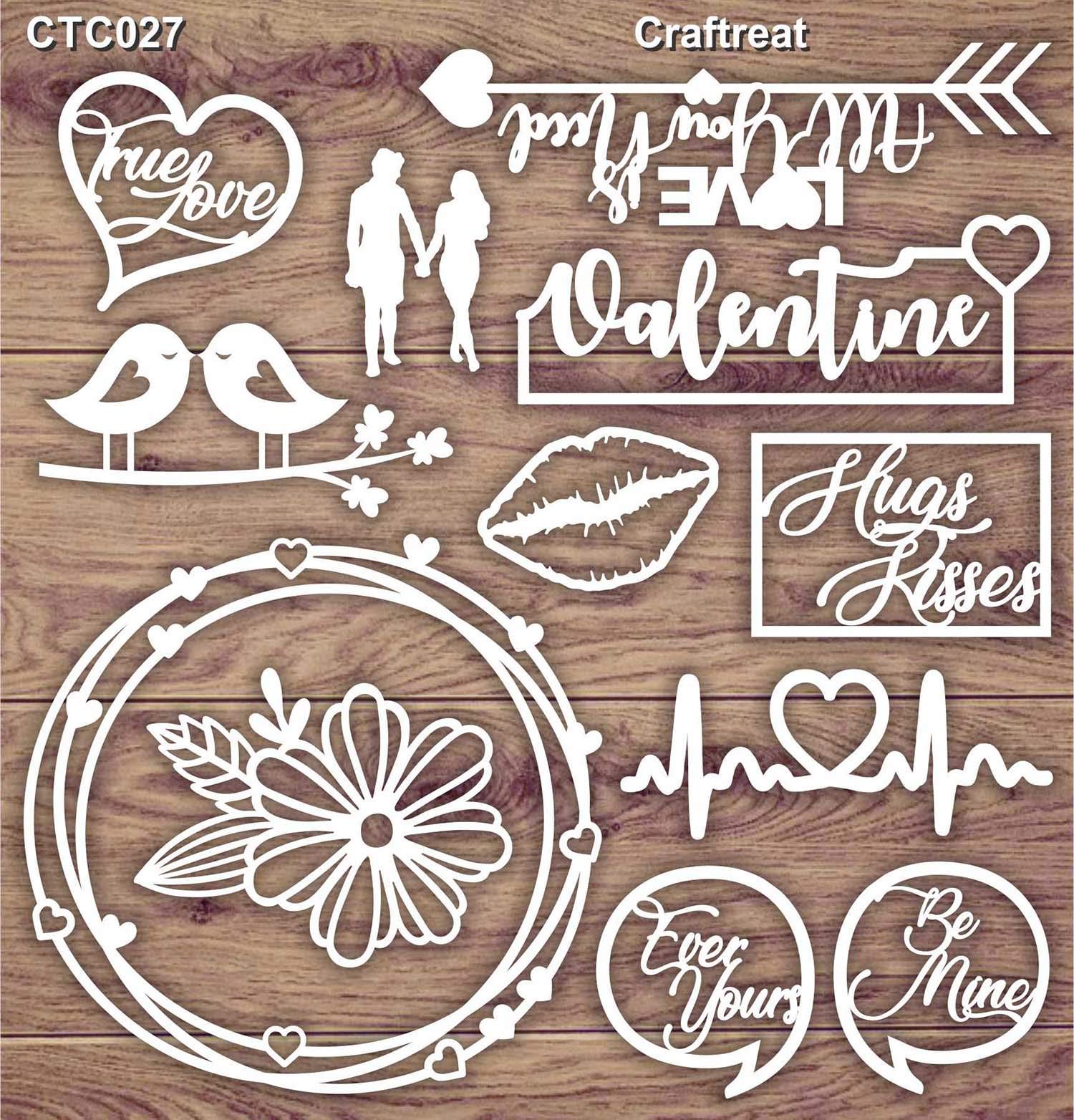 CrafTreat Laser Cut Chipboard Embellishments for Card Making, Scrapbooking, DIY Crafts - Love is in The Air Theme - 5.5x6 Inches - Perfect for Valentine's Day Cards, Wedding Invitations, Memory Books & Home Decor Projects