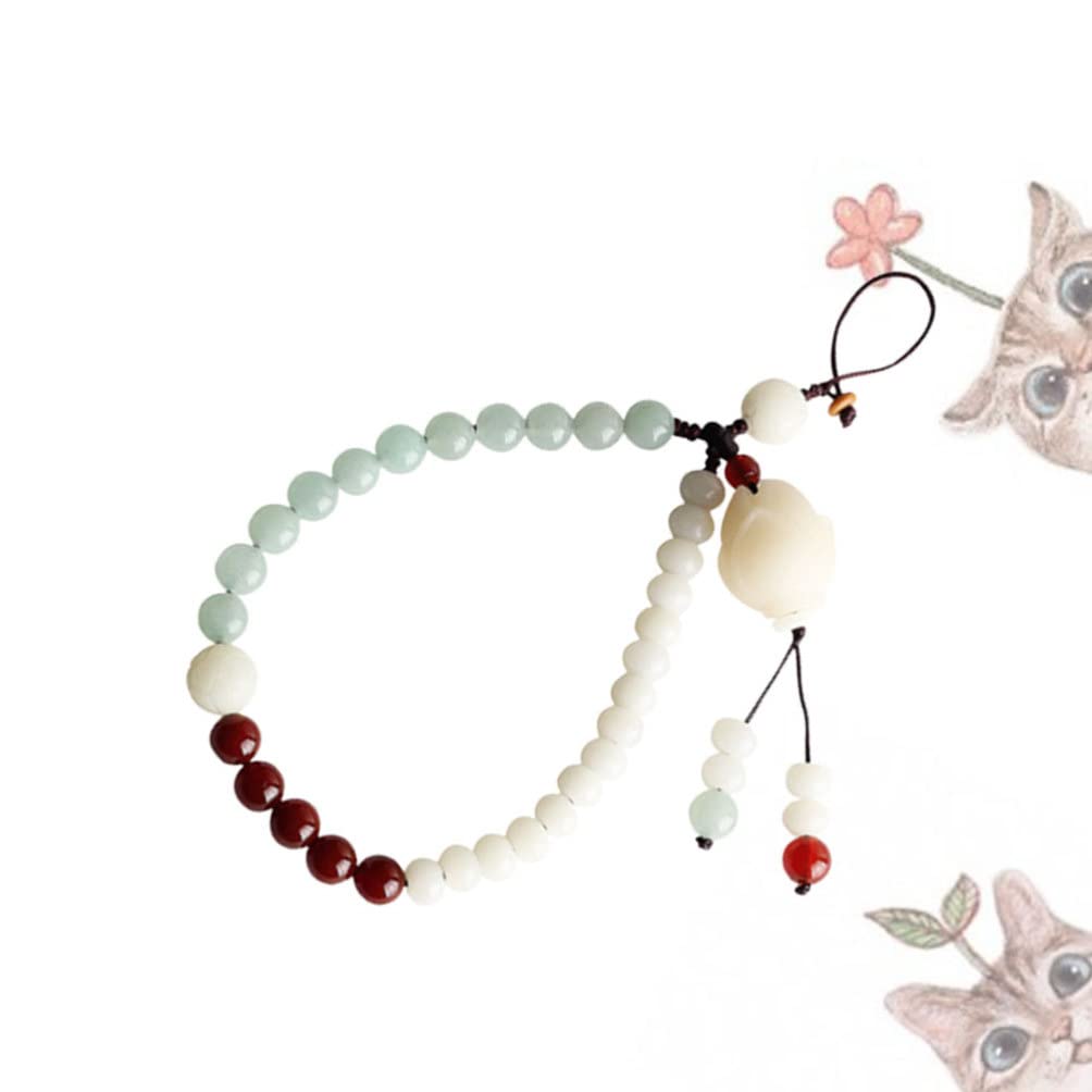 Hemobllo Crystal Phone Lanyard - Chinese Style Phone Strap with Pendant, White Short Hanging Chain for iPhone & Android - Perfect for Keychains, Gifts & Accessories