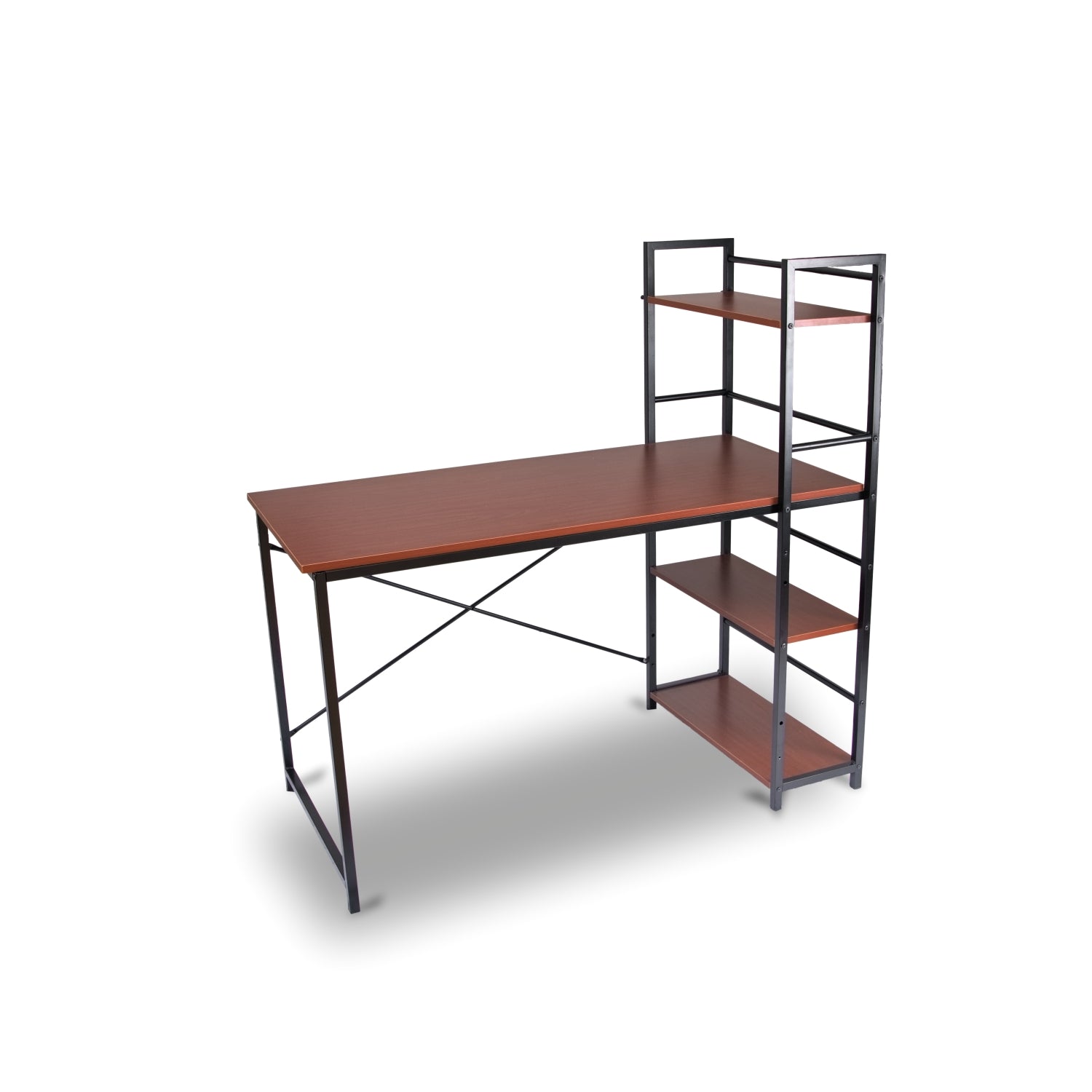 1907B Office Computer Desk - Red Brown Modern Workstation for Home & Office - Ergonomic Study Desk with Durable Finish - Perfect for Remote Work & Small Spaces
