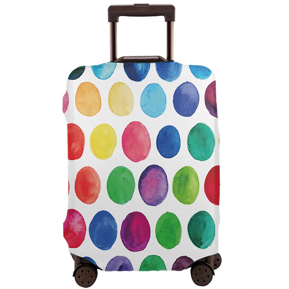 Wondertify Colorful Circles Washable Elastic Luggage Cover - Round Travel Suitcase Protector with Concealed Zipper Fits 18-21 Inch - Perfect for Airplane, Train & Cruise Travel Accessories